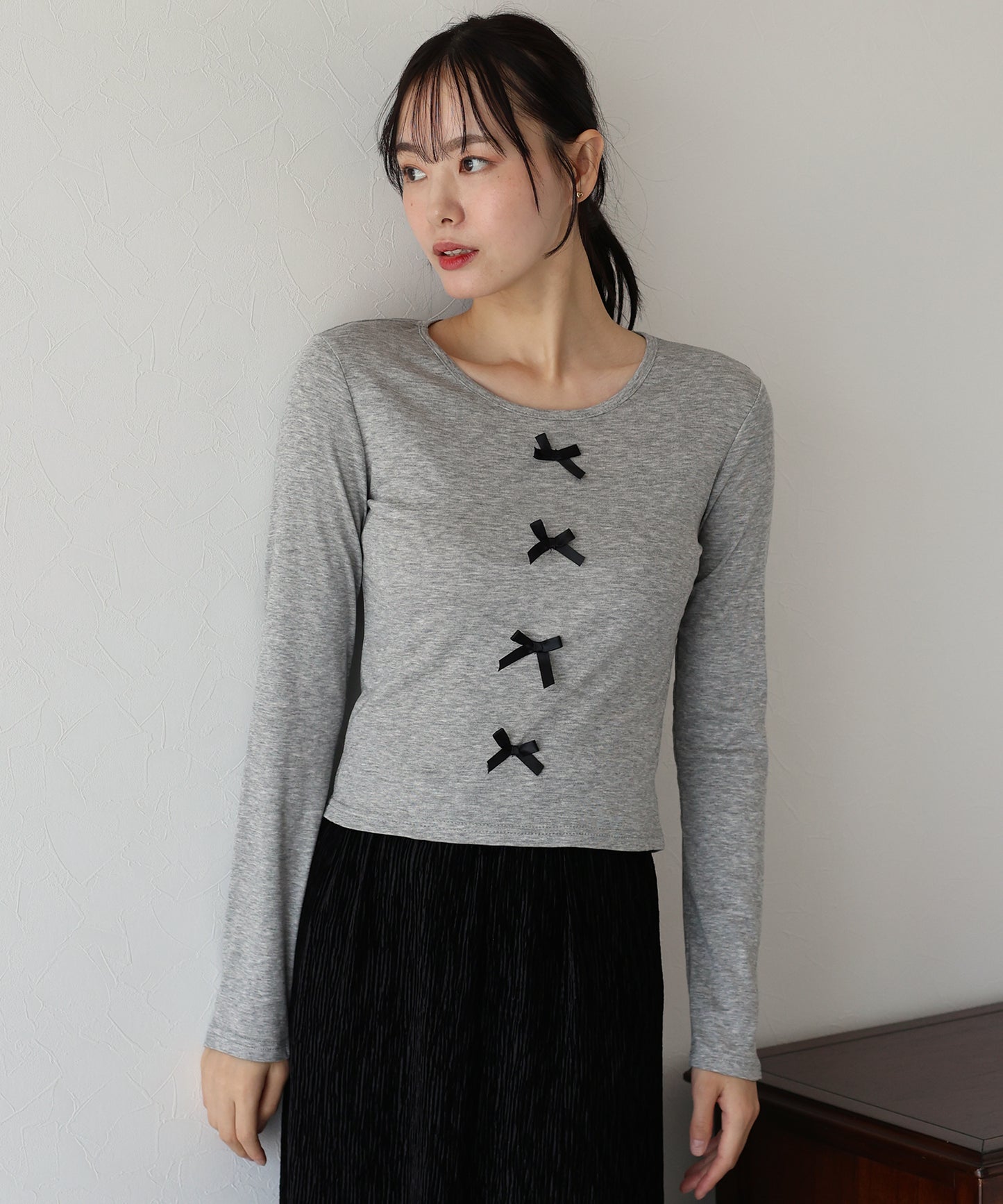 【SALE】リボン付きカットソー【ネコポス】