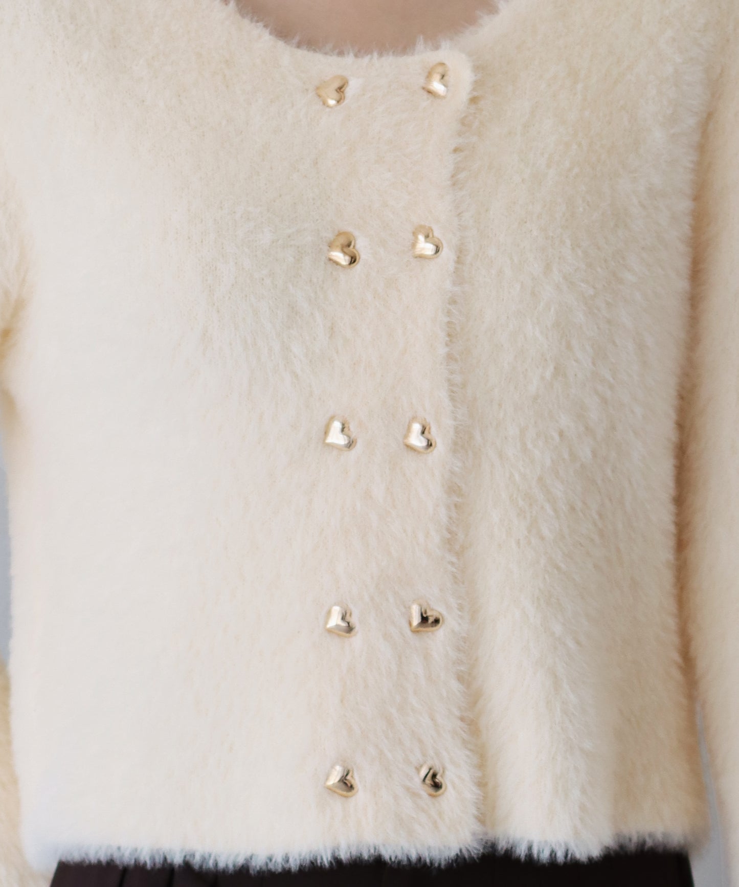 ハートボタンシャギーカーディガン