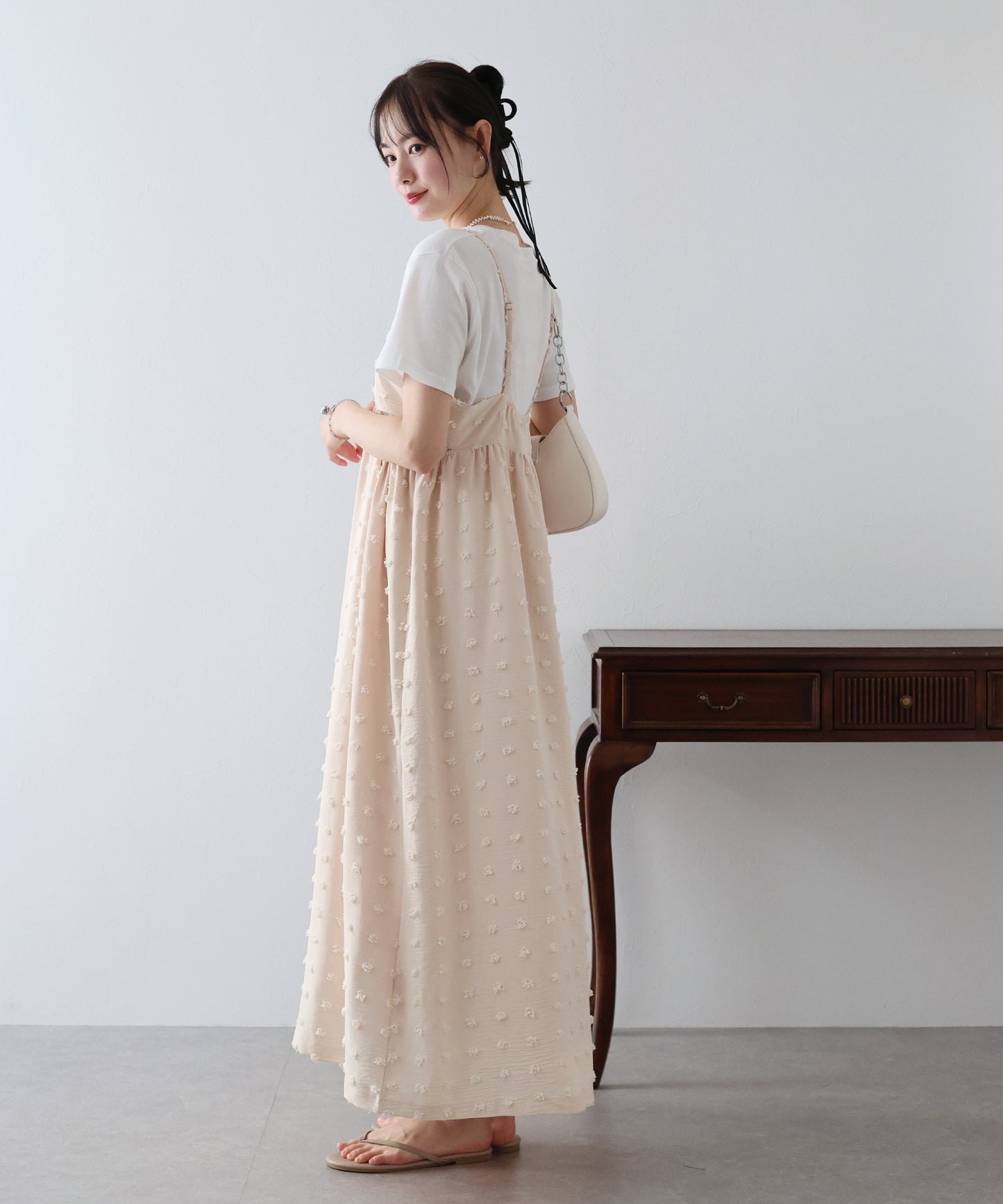 【SALE】ドットジャガードキャミワンピース