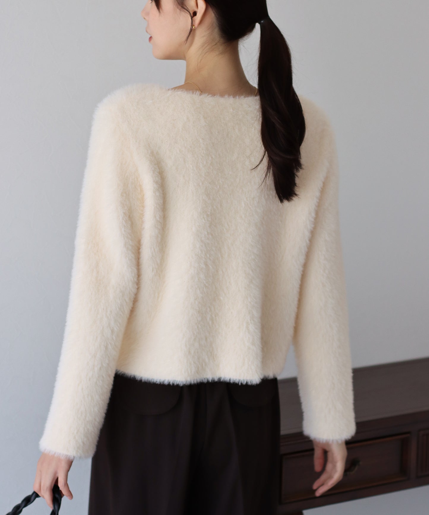 ハートボタンシャギーカーディガン