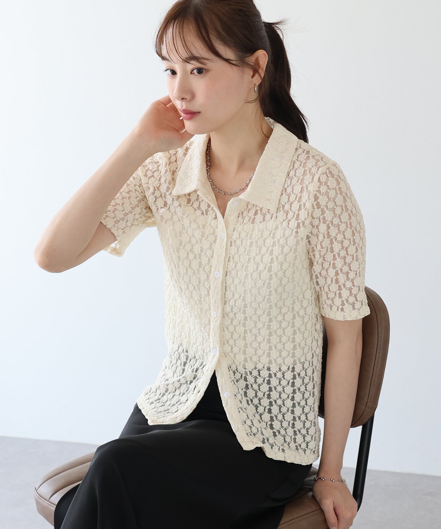 【TIME SALE】カットレースポロシャツ【ネコポス】