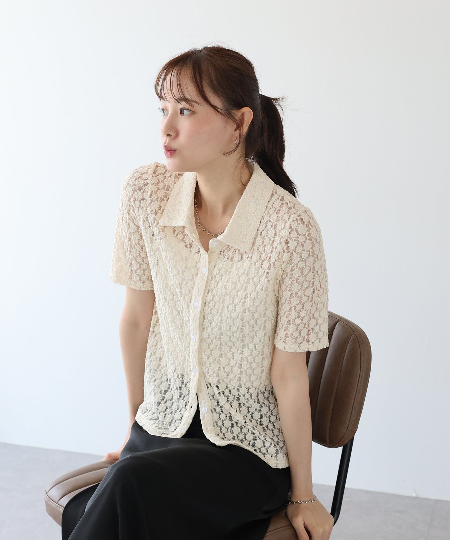 【TIME SALE】カットレースポロシャツ【ネコポス】