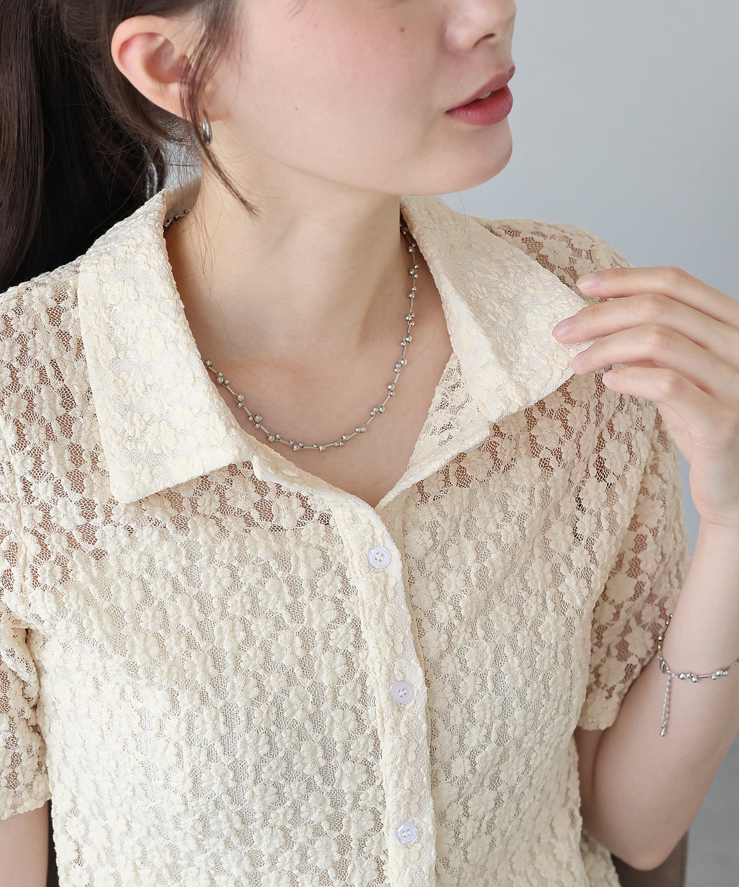 【TIME SALE】カットレースポロシャツ【ネコポス】