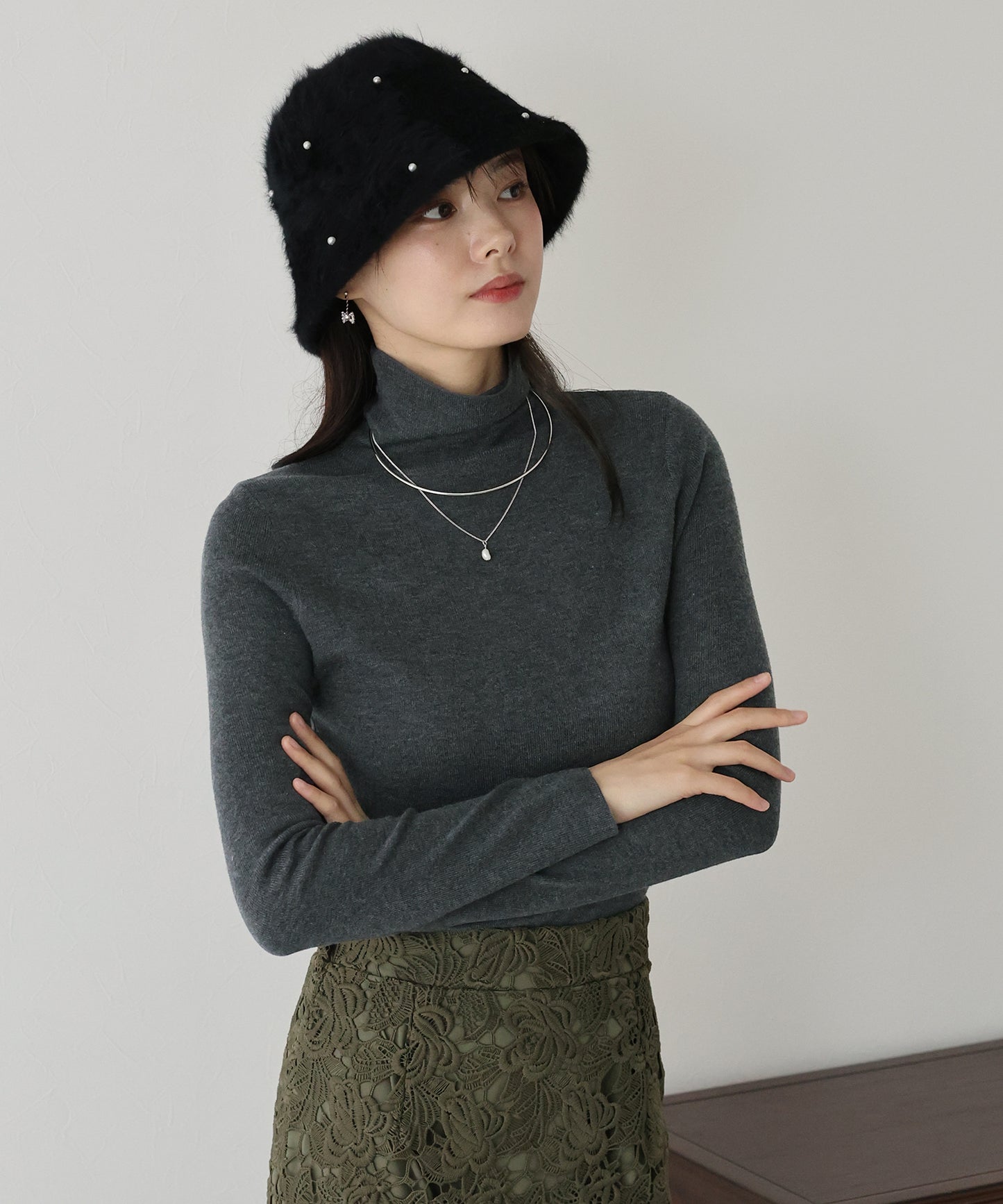 【TIME SALE】ウール混ベーシックタートルニット