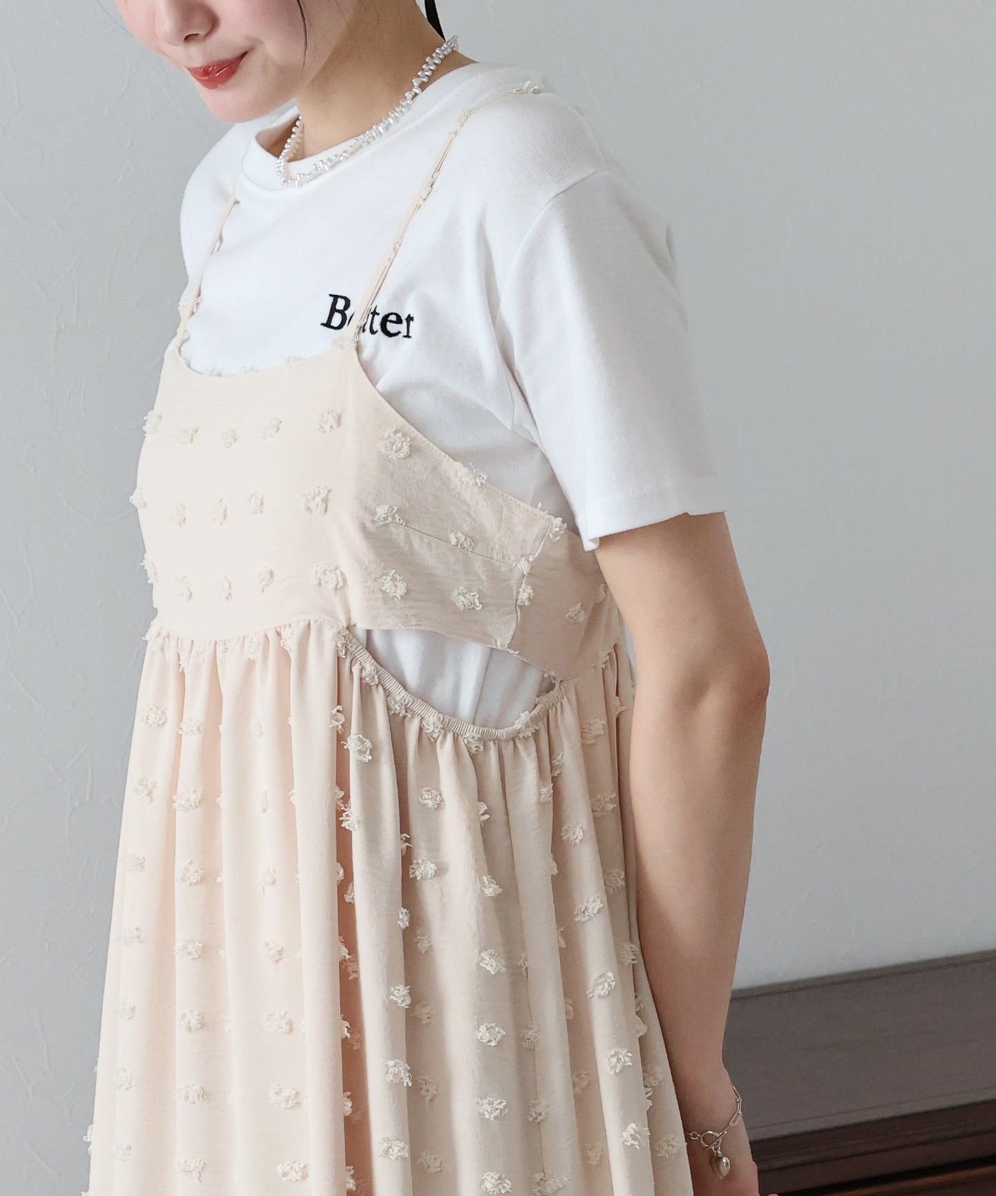 【SALE】ドットジャガードキャミワンピース