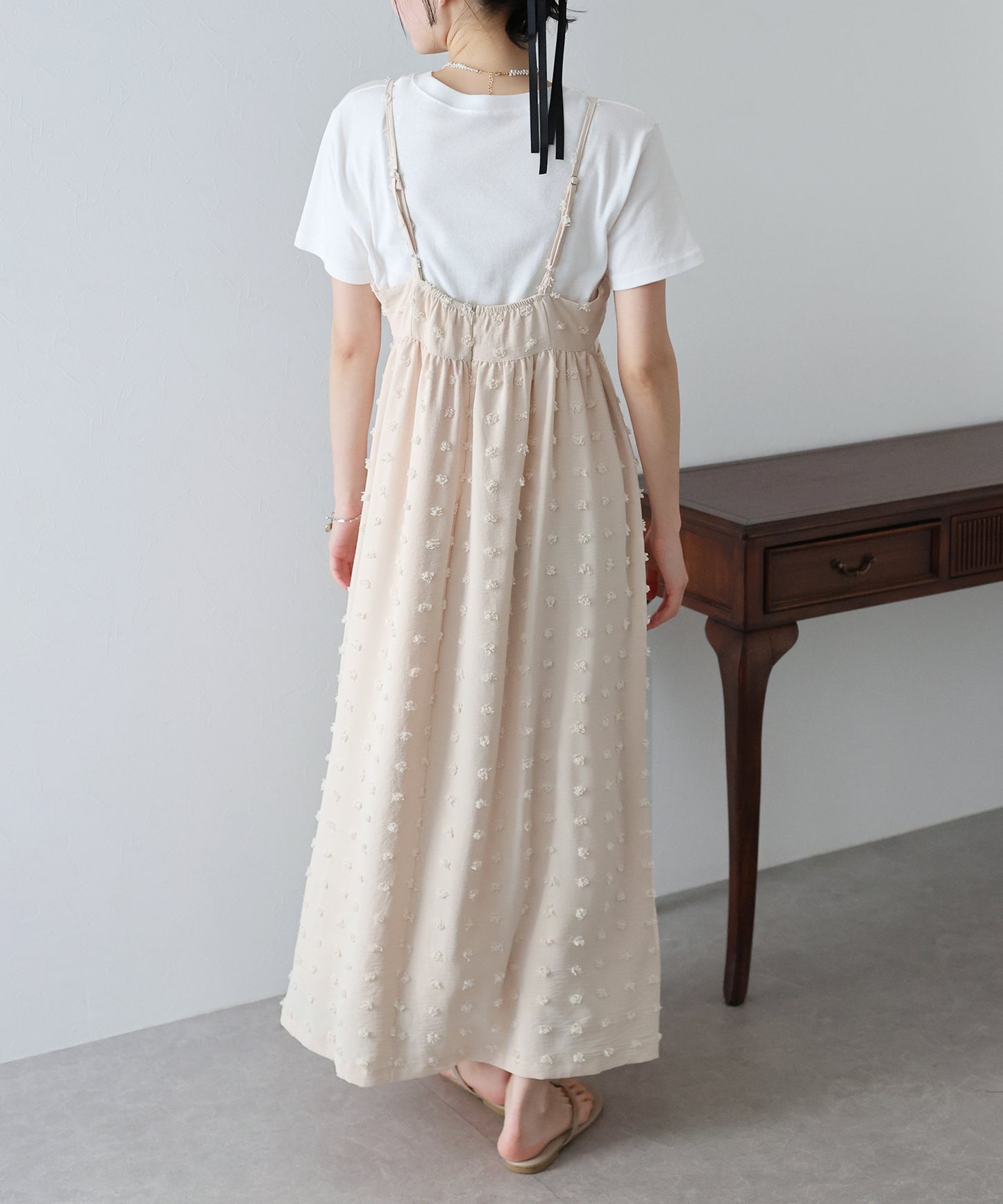 【SALE】ドットジャガードキャミワンピース