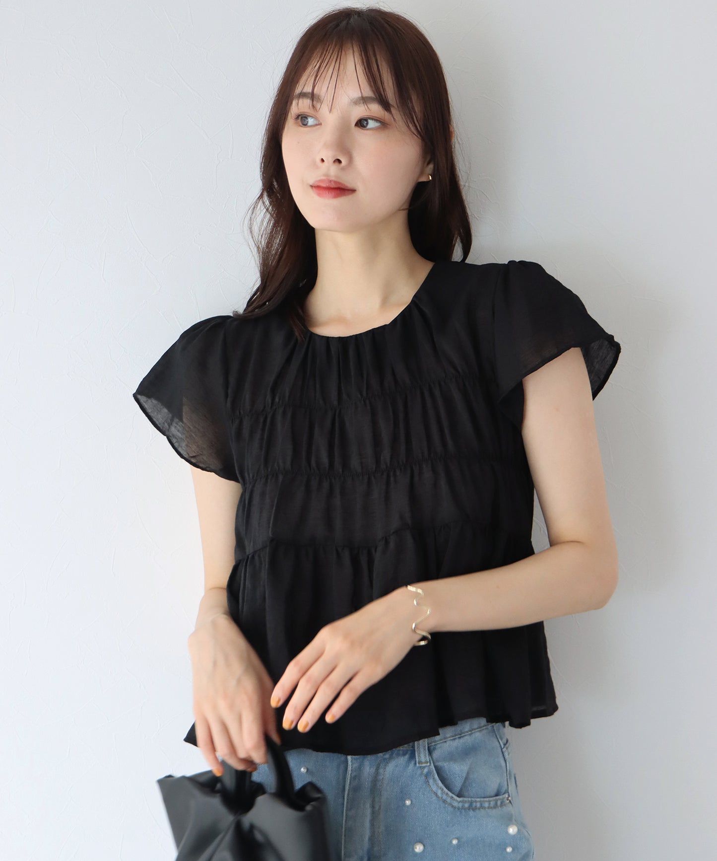 개더시아 블라우스【고양이 포스】