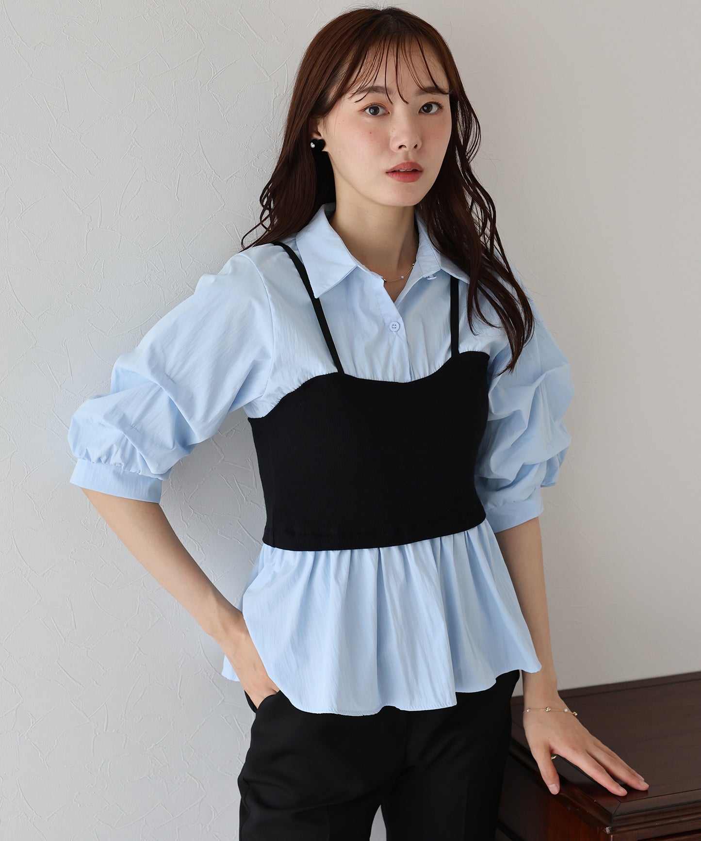 【TIME SALE】ビスチェレイヤードシャツ【ネコポス】