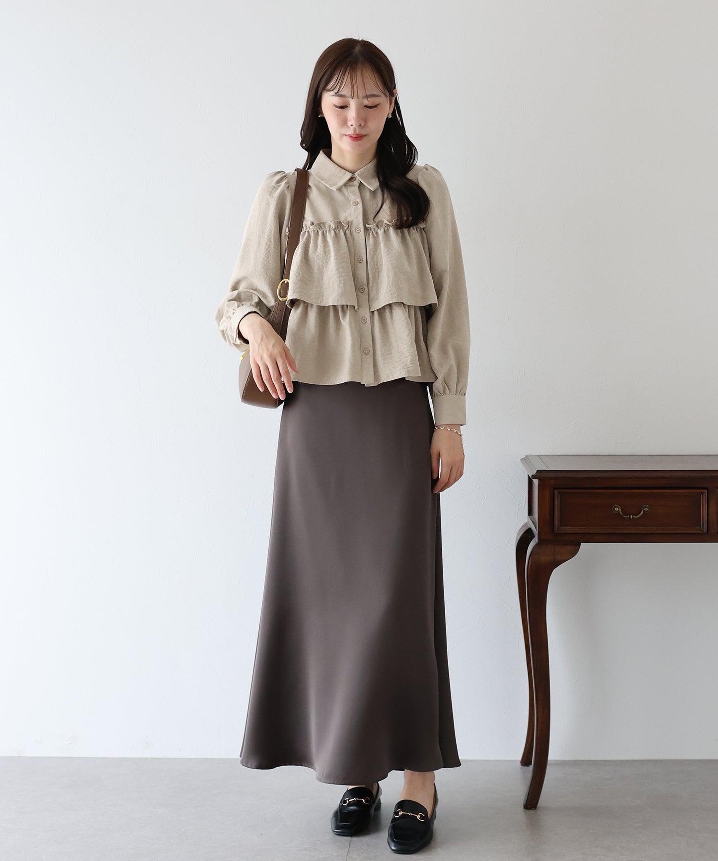 【早割5%OFF】フリルティアードピーチブラウス