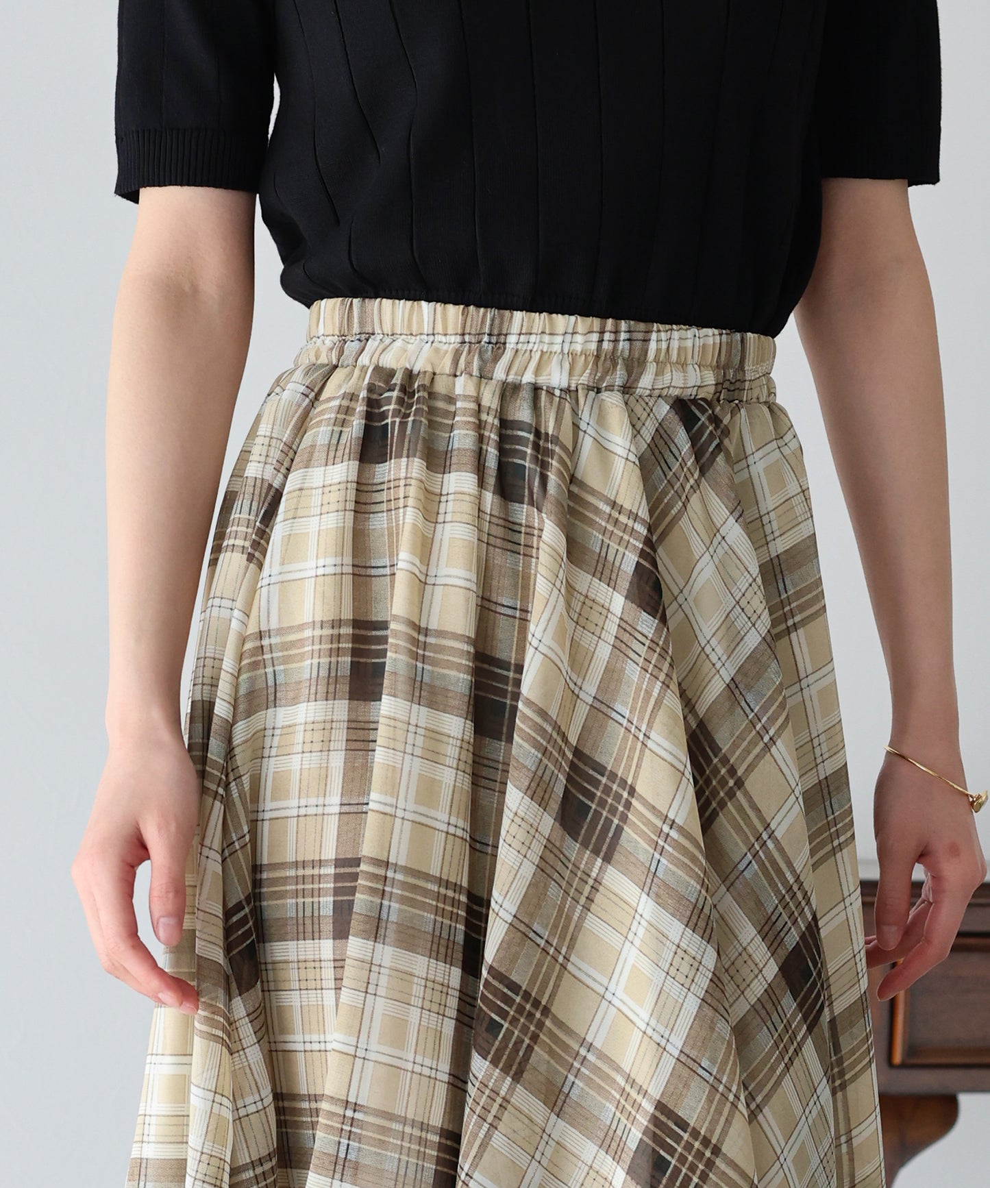 【SALE】シフォンチェックスカート