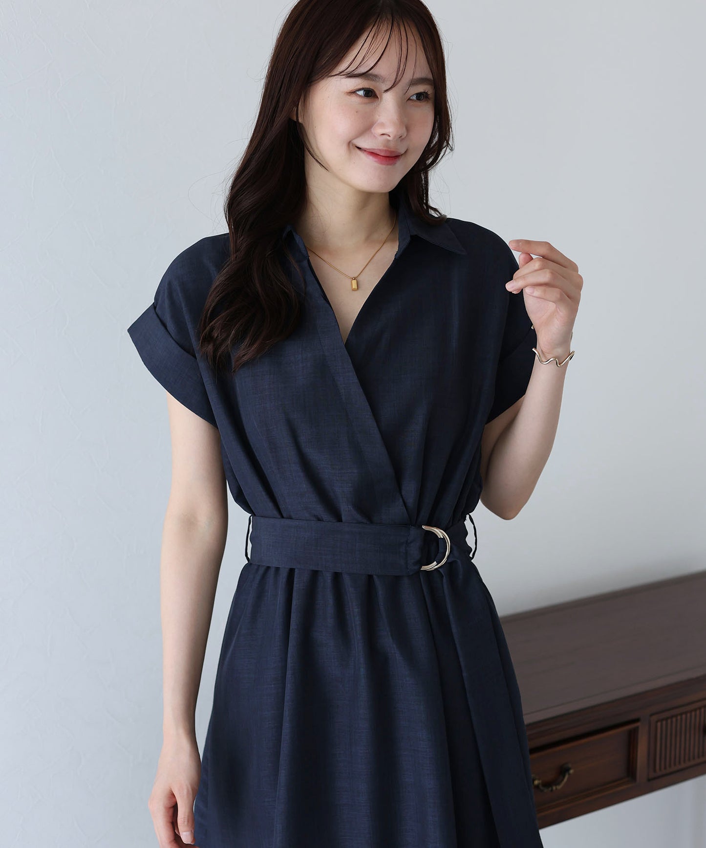 【TIME SALE】カシュクールシャツワンピース