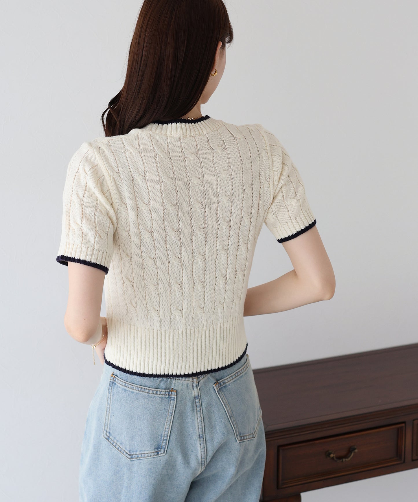 【TIME SALE】半袖ケーブルニット