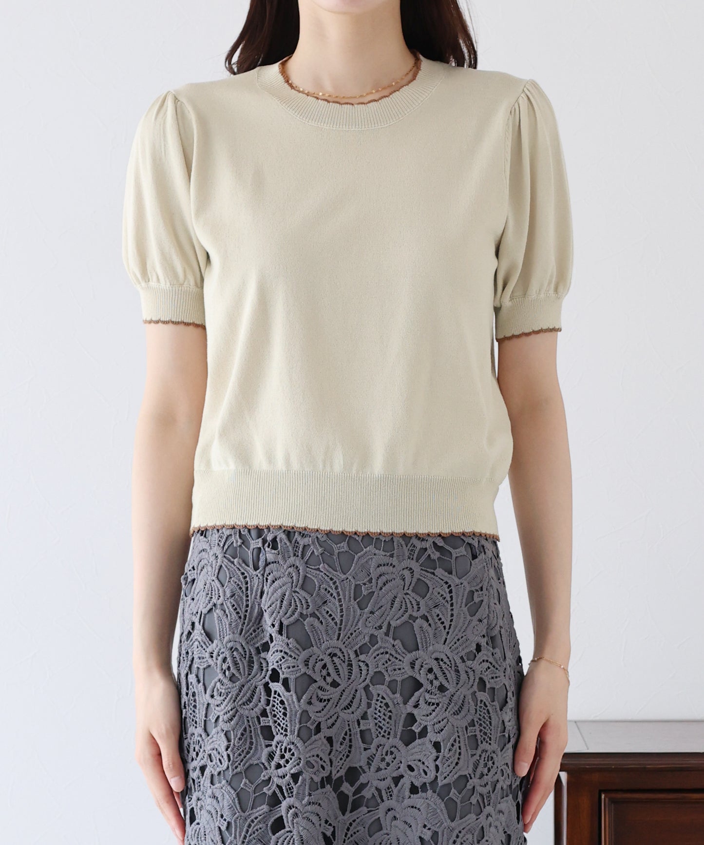 【SALE】配色スカラップニット
