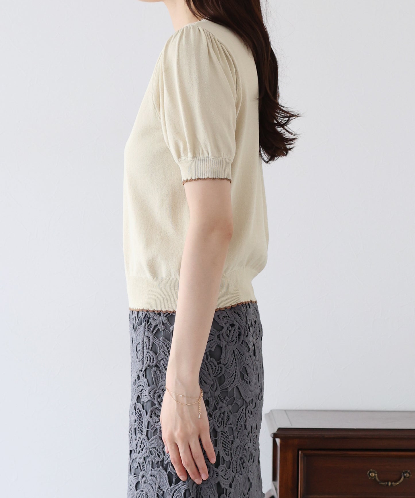 【SALE】配色スカラップニット