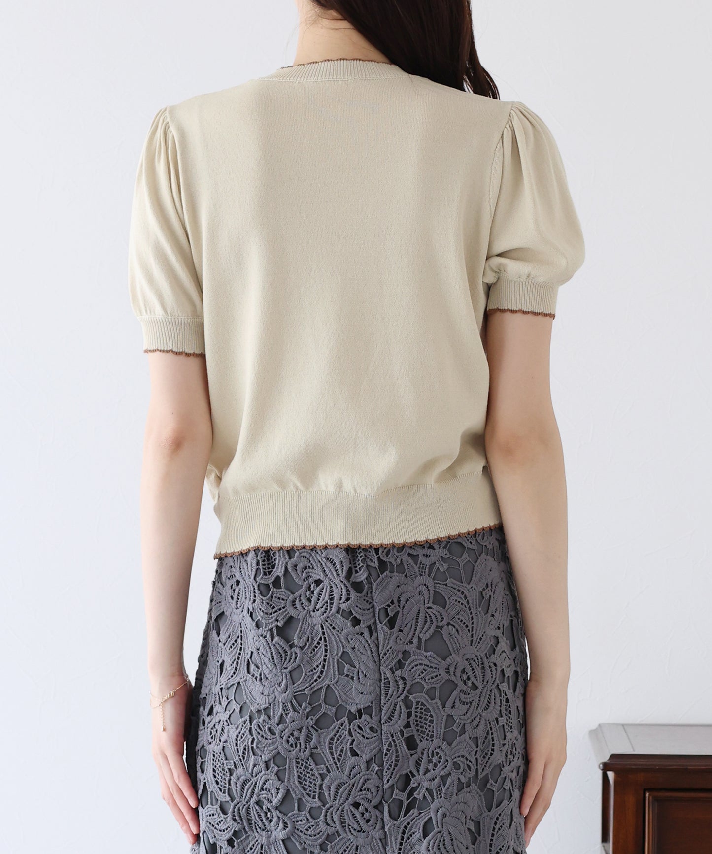 【SALE】配色スカラップニット