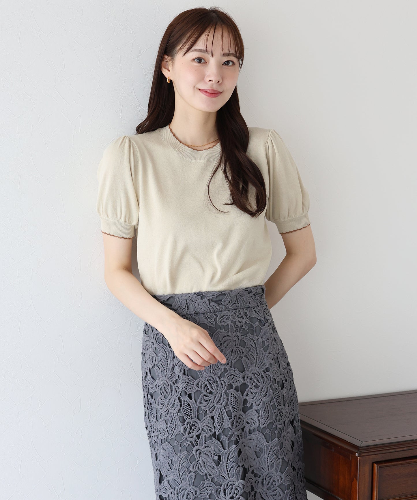 【SALE】配色スカラップニット