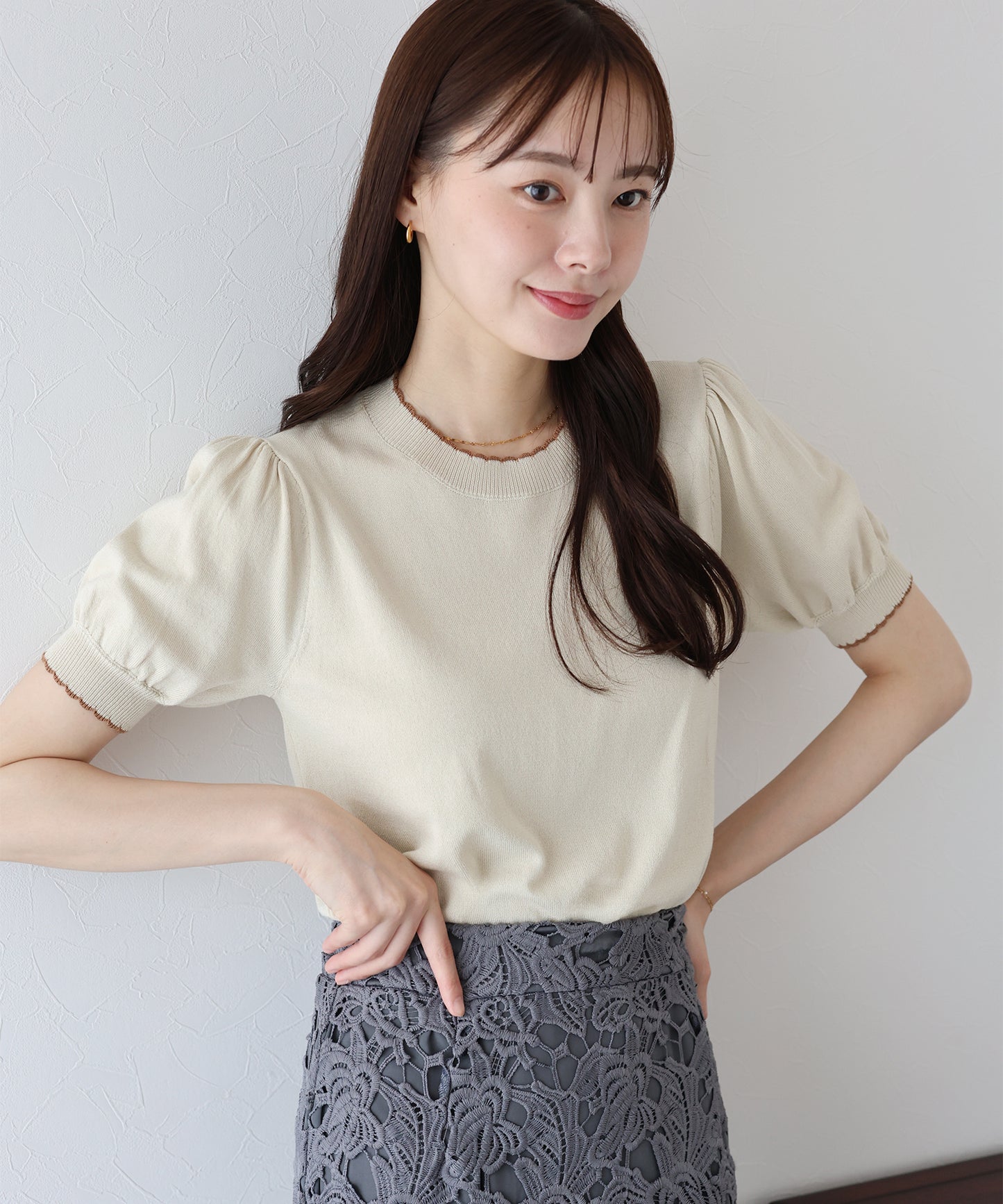 【SALE】配色スカラップニット