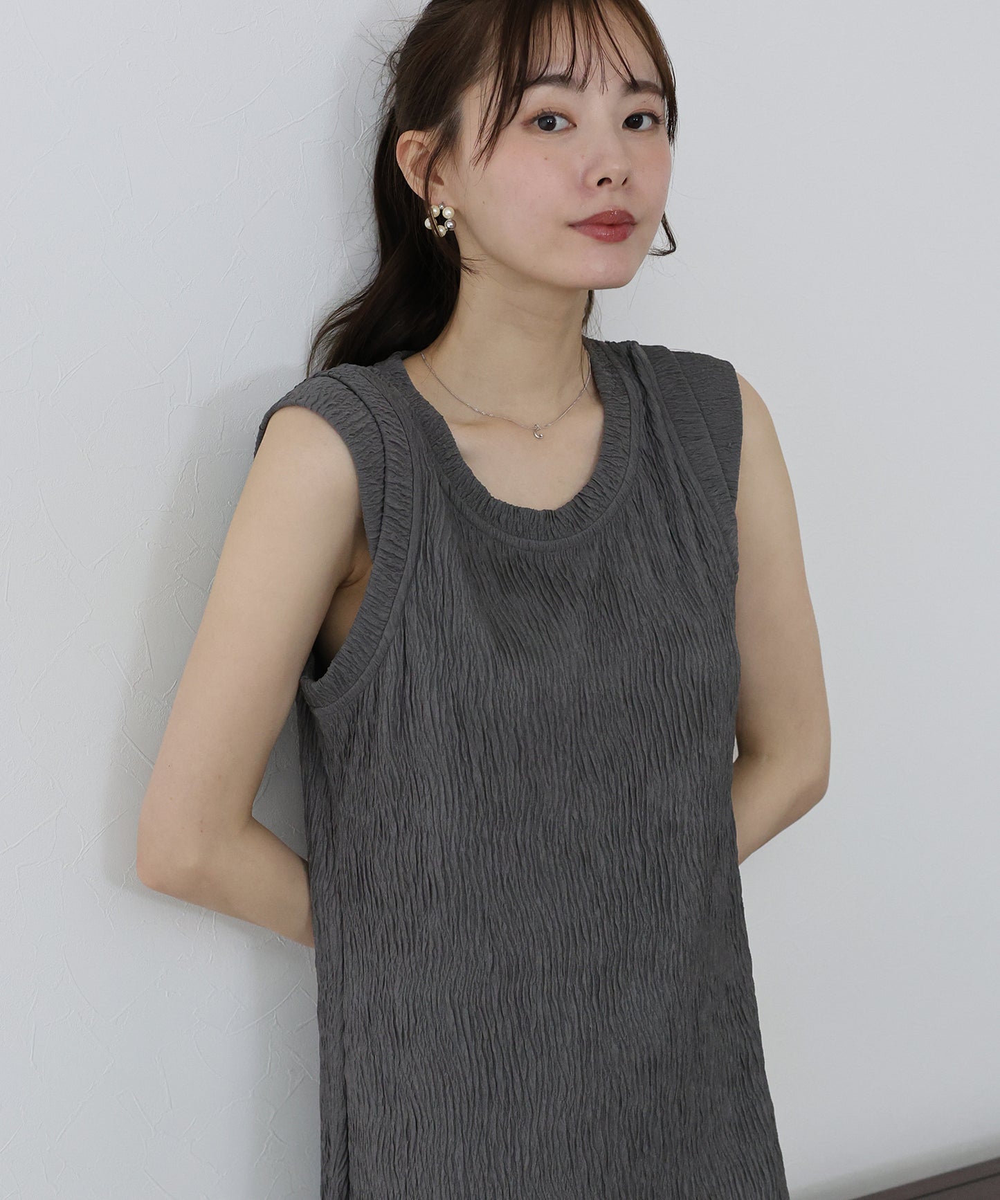 【新商品限定5%OFF(木)】フレンチスリーブプリーツワンピース