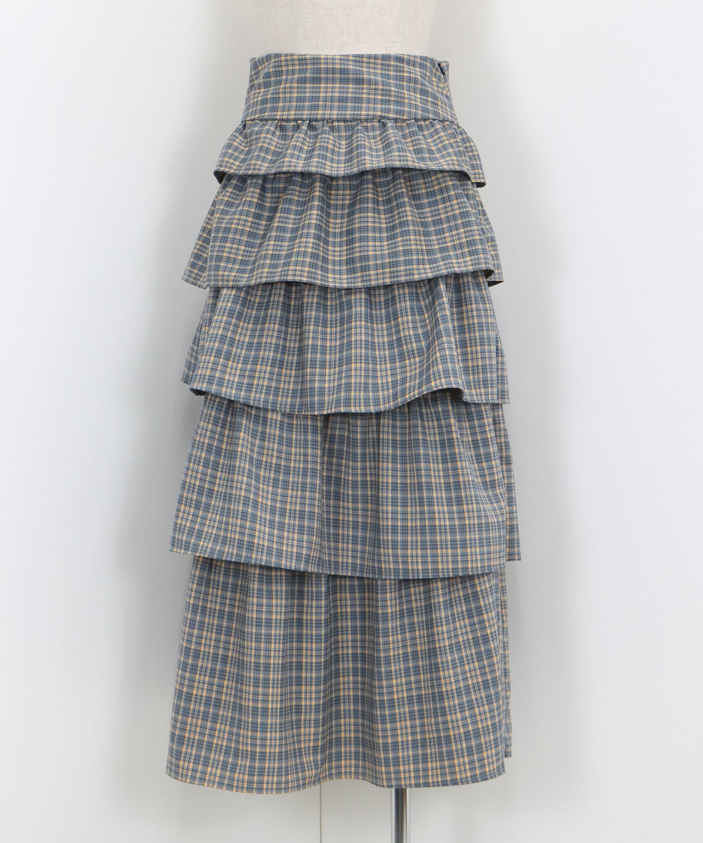 【SALE】チェック柄フリルティアードスカート