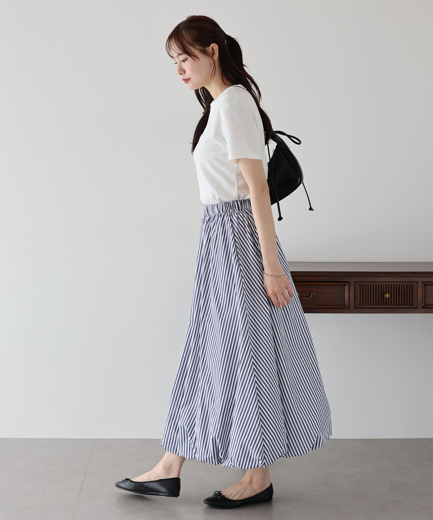 【SALE】ストライプ柄バルーンスカート