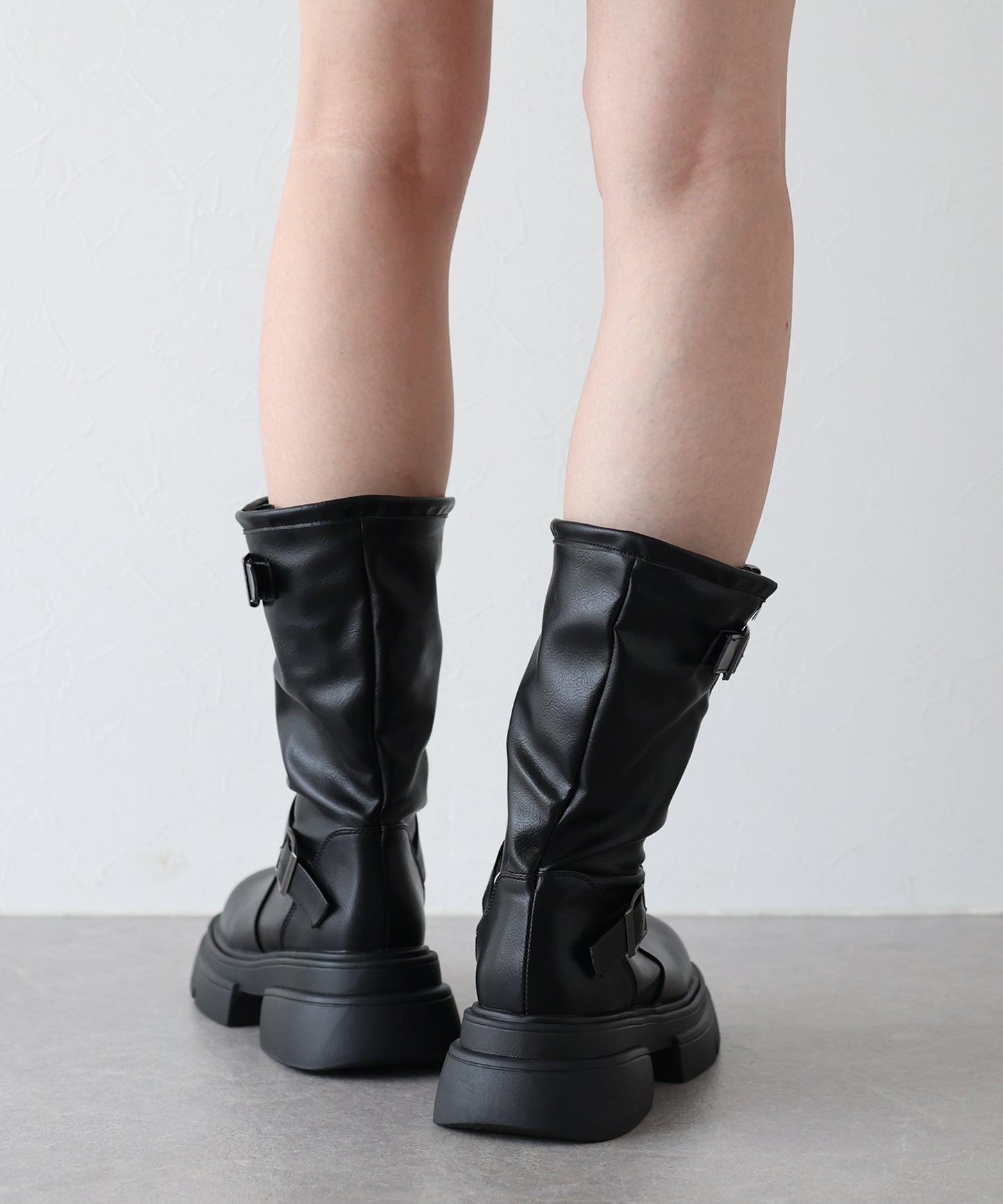 【早割5%OFF】サイドベルトミドルブーツ