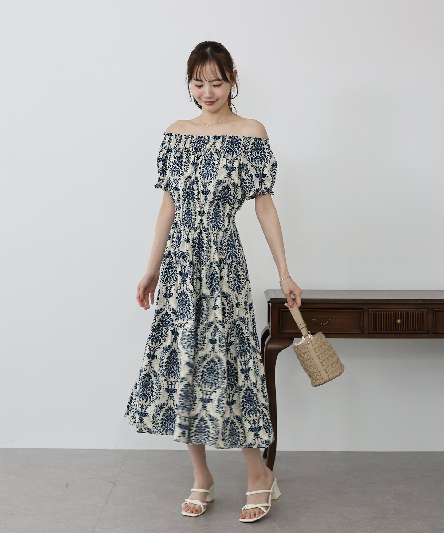 【TIME SALE】アソート柄2WAYオフショルワンピース