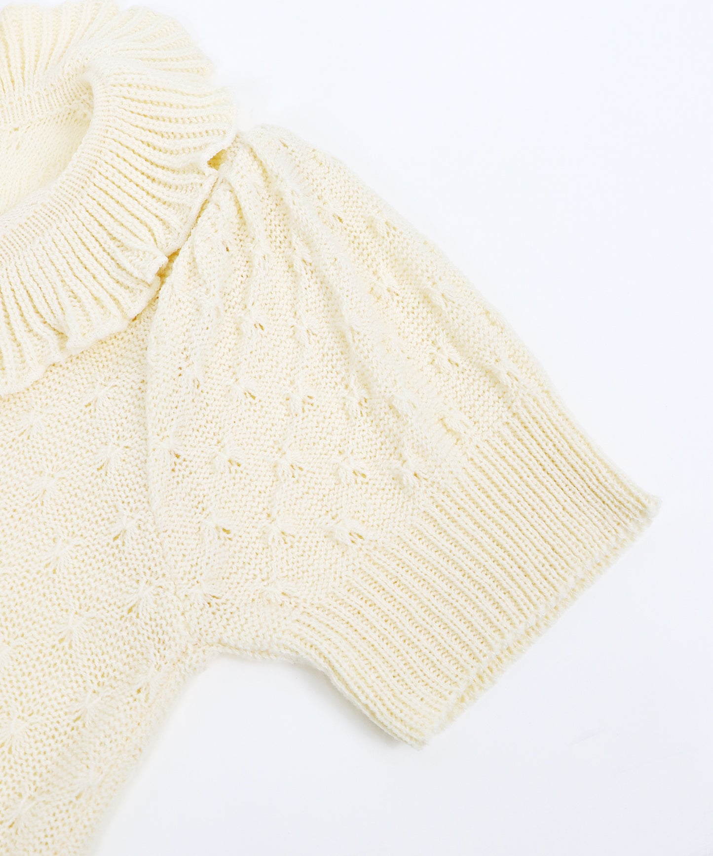 【SALE】フリル襟かぎ編みニット