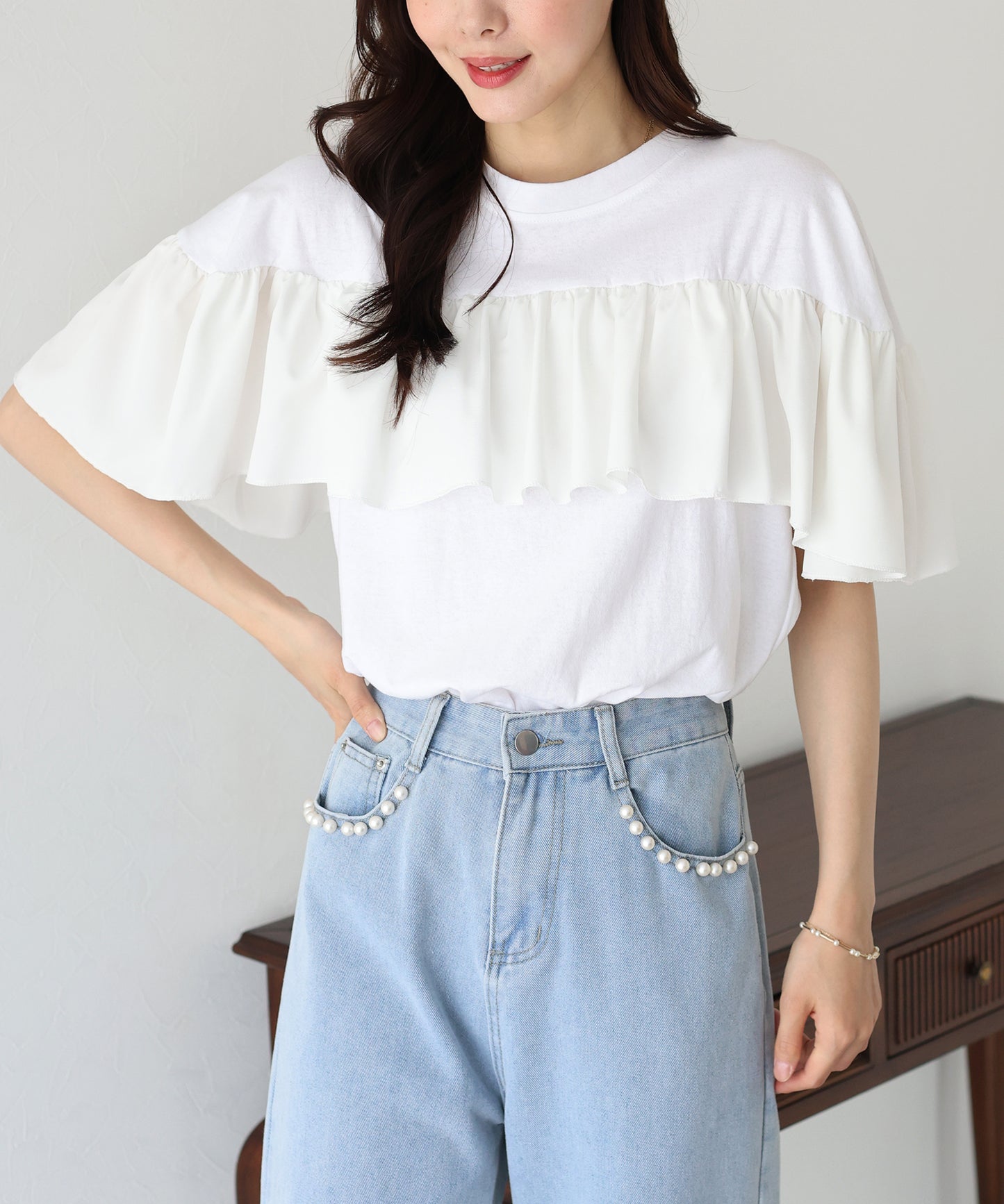 フリルデザインカットソー【ネコポス】