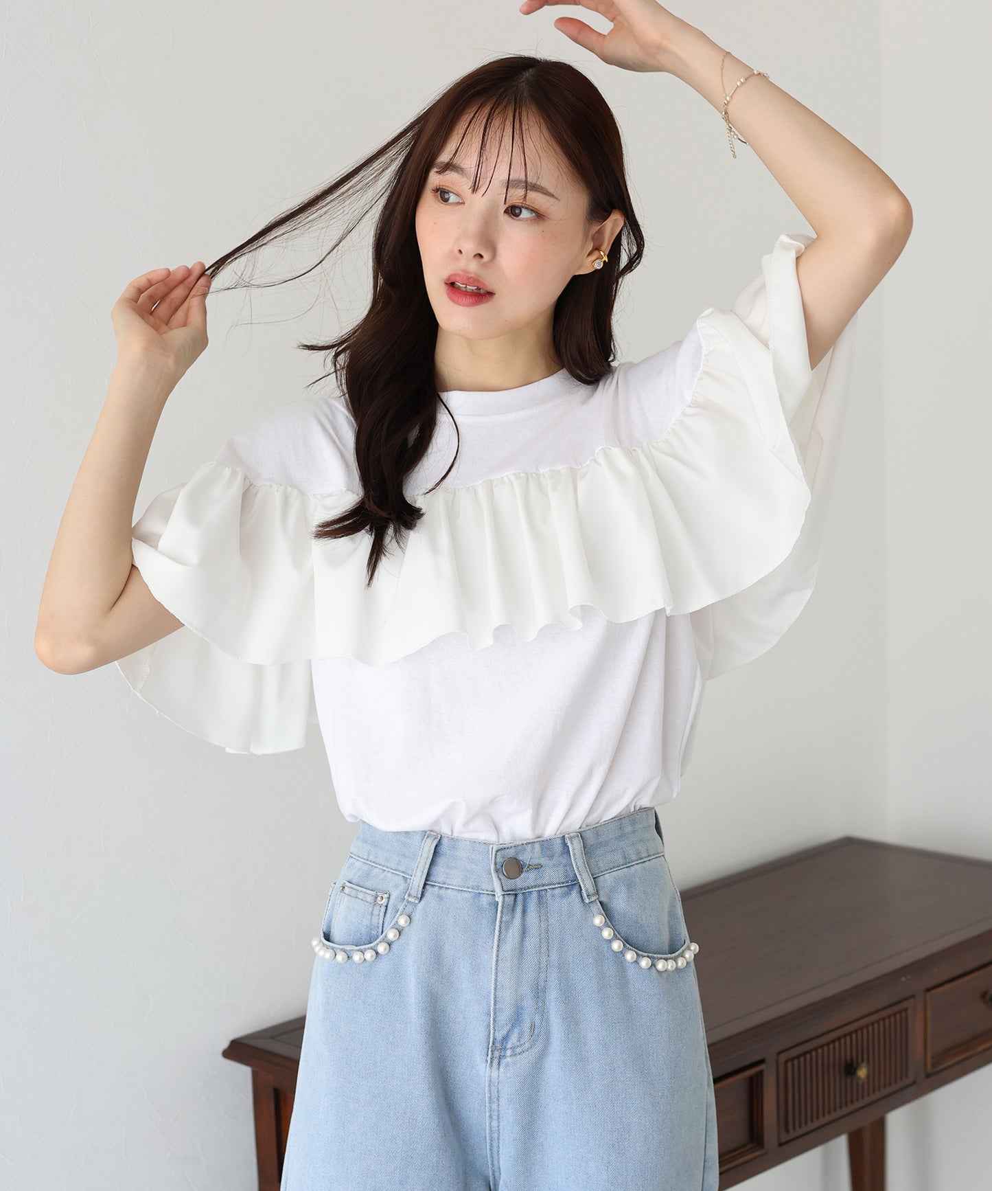 フリルデザインカットソー【ネコポス】