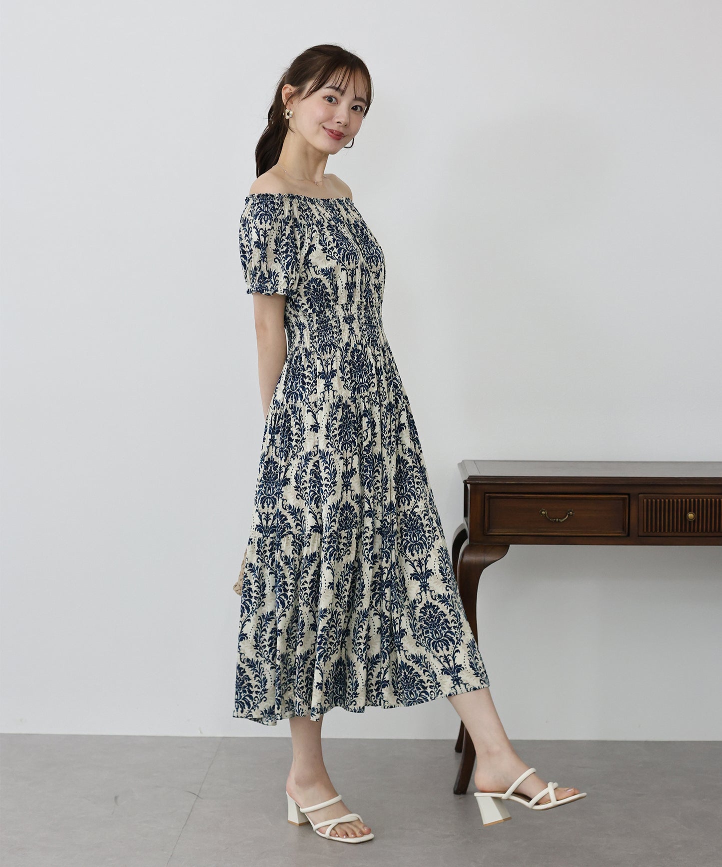 【TIME SALE】アソート柄2WAYオフショルワンピース