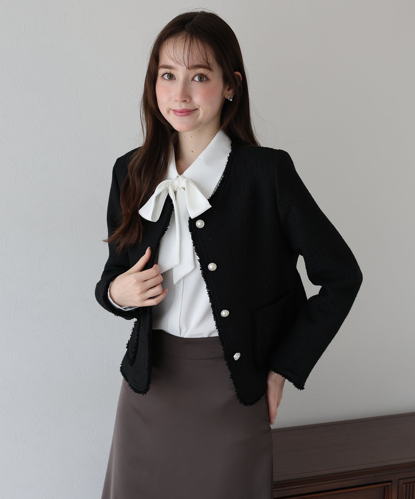 【早割5%OFF】パールボタンツイードジャケット