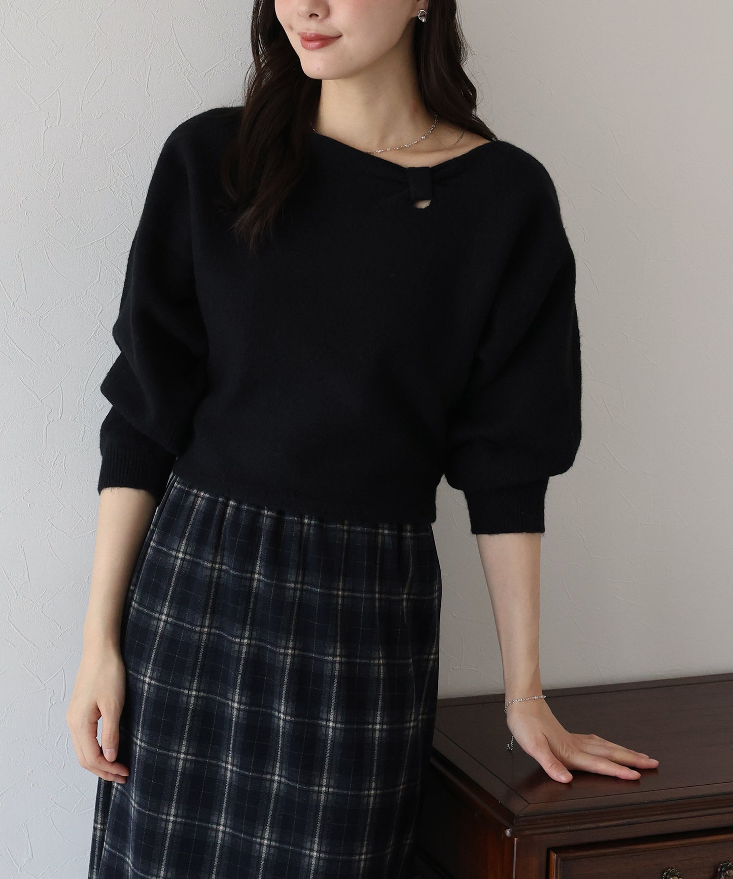 【早割5%OFF】リボンドルマンニット