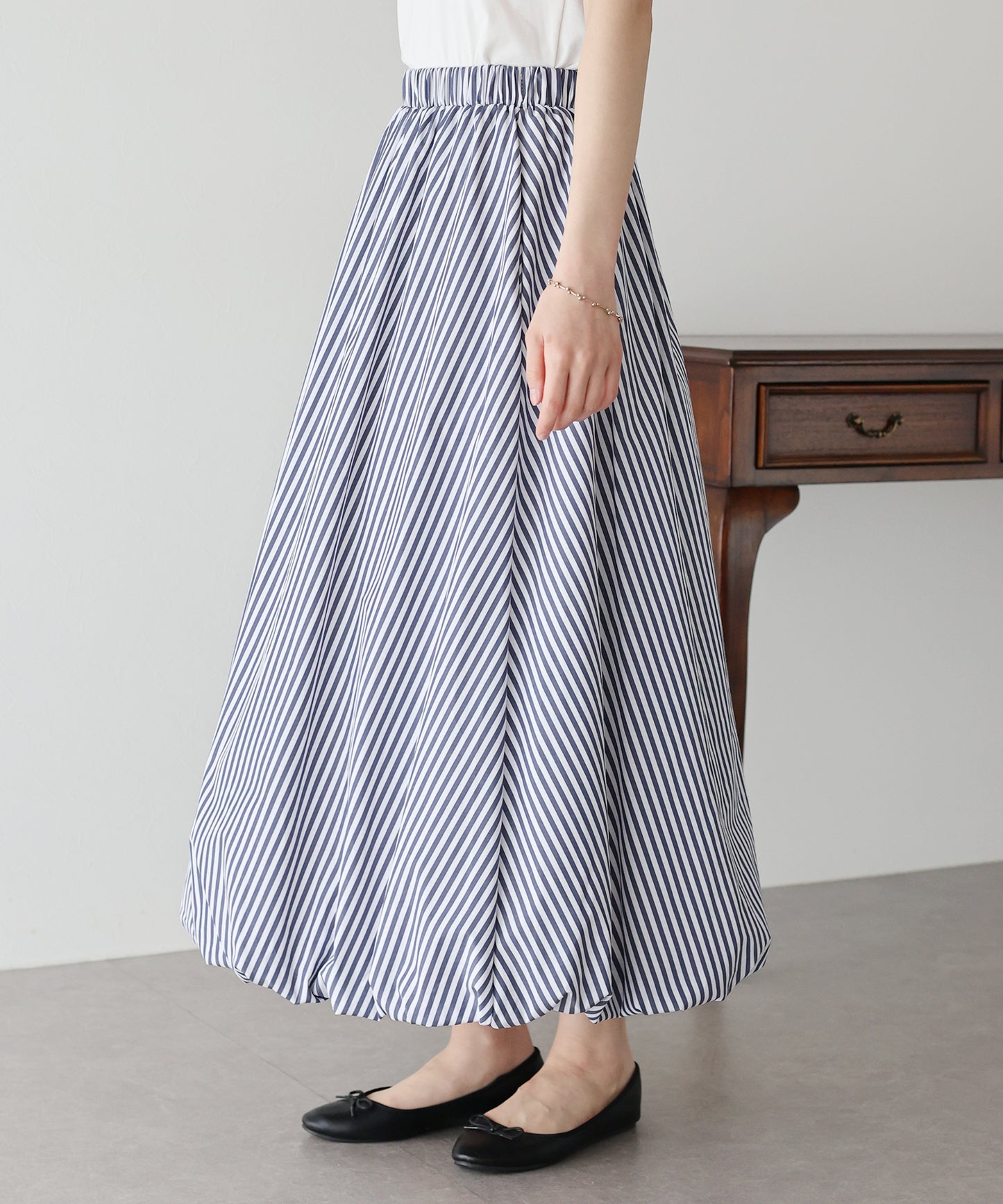 【SALE】ストライプ柄バルーンスカート