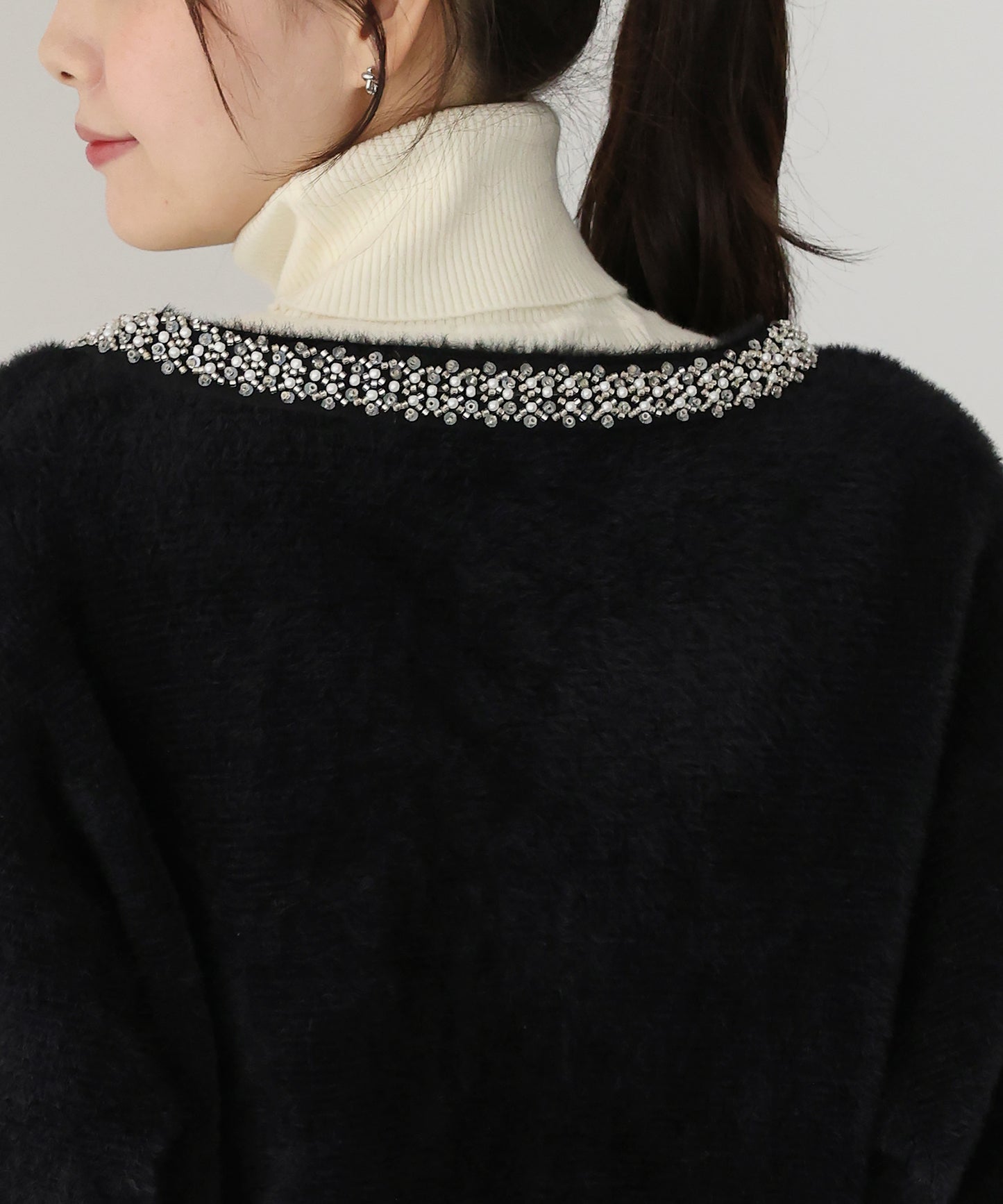 【SALE】ビジュー襟ニットカーディガン