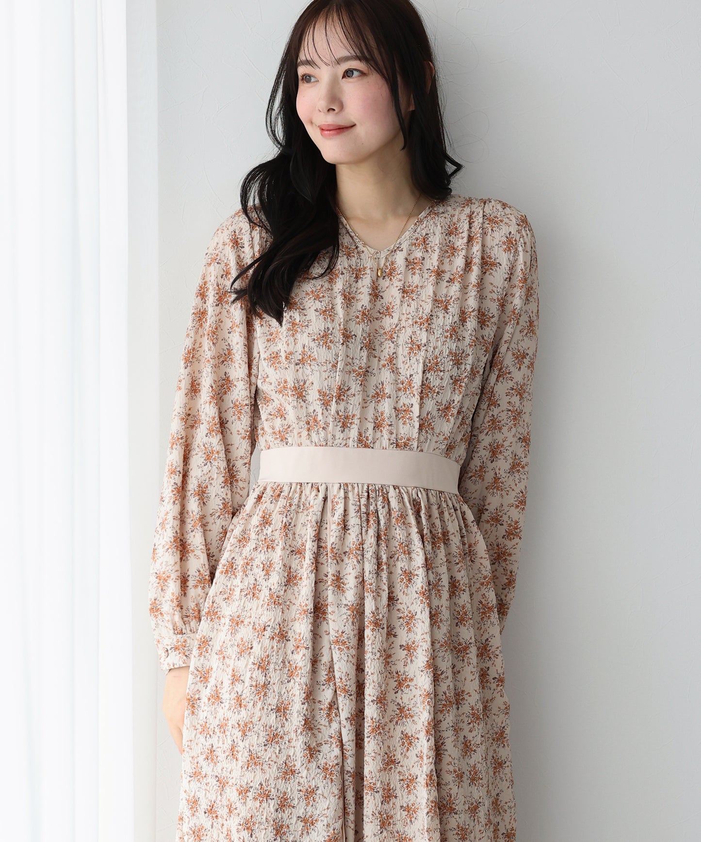 【SALE】エンボスプリントワンピース