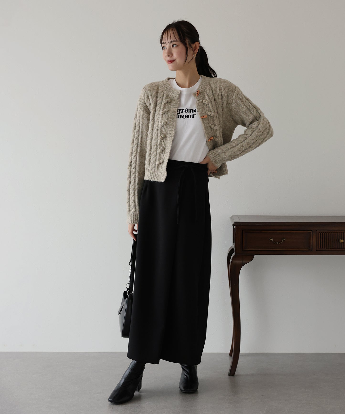 ポップコーンケーブルニットカーディガン