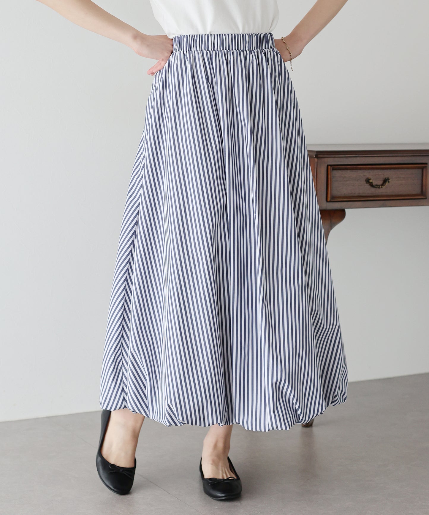 【SALE】ストライプ柄バルーンスカート