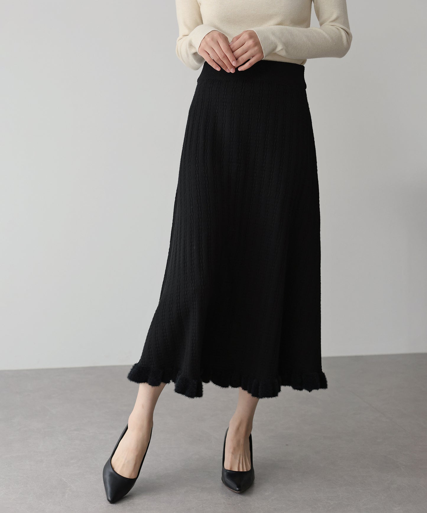 【SALE】裾フリルニットスカート