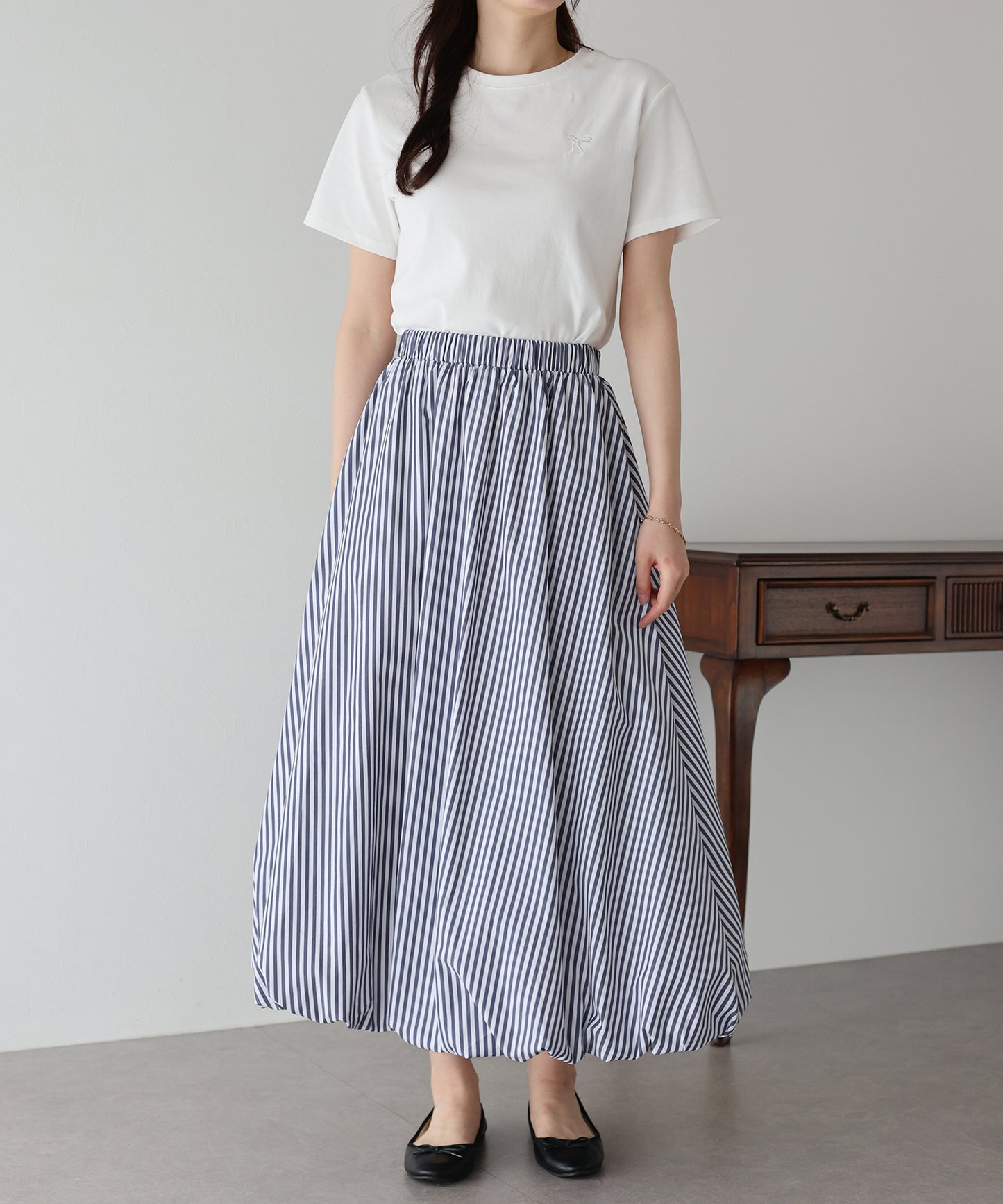 【SALE】ストライプ柄バルーンスカート