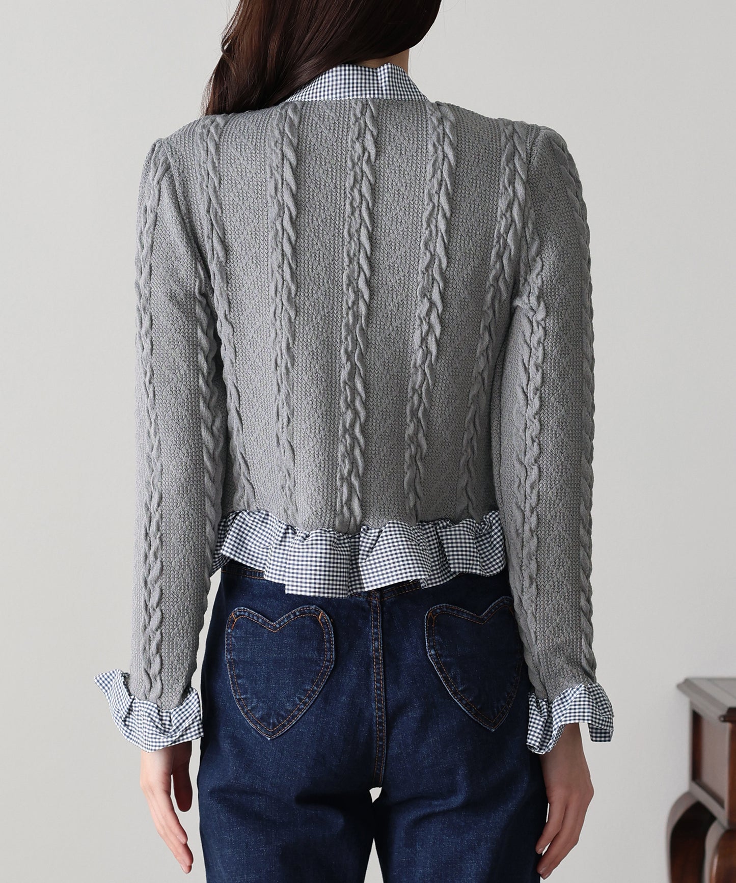 ボウタイシャツドッキングカーディガン