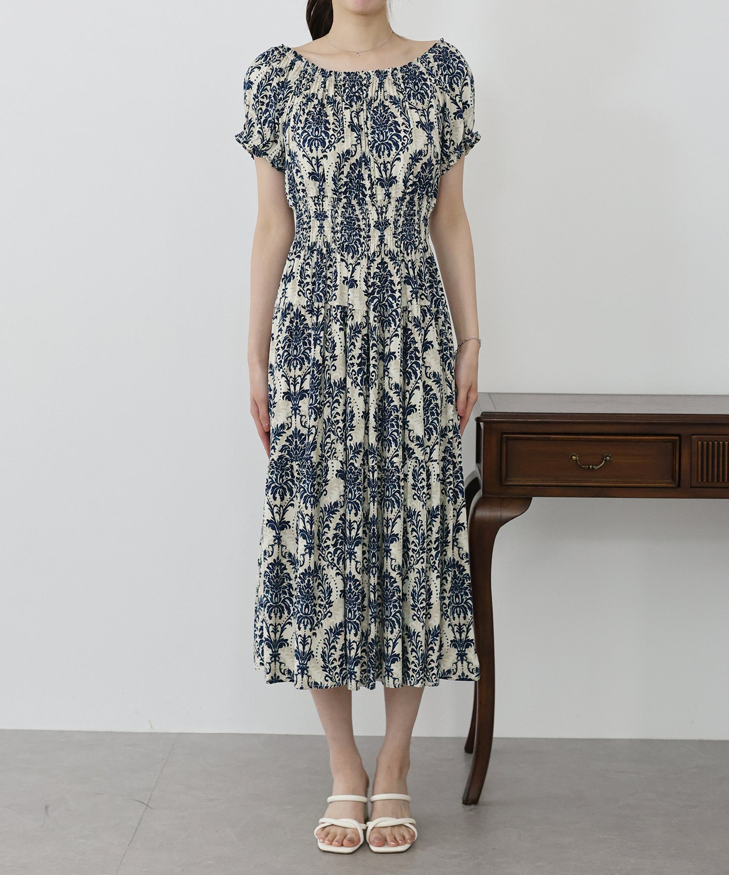 【TIME SALE】アソート柄2WAYオフショルワンピース