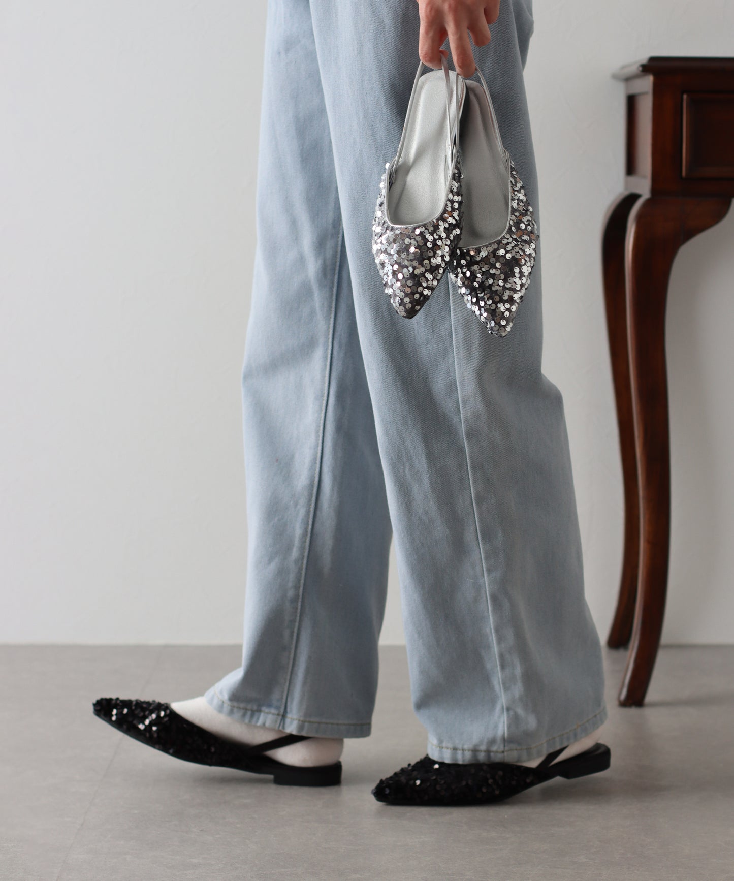 【SALE】スパンコールミュール