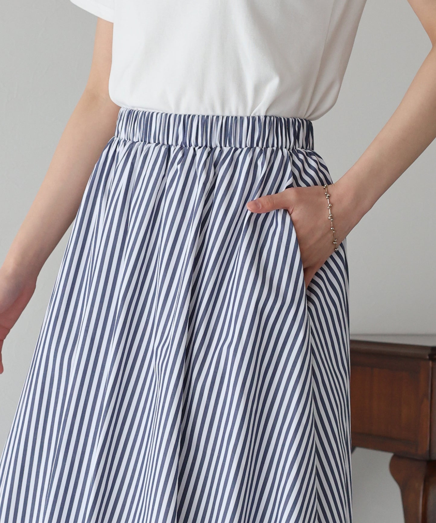 【SALE】ストライプ柄バルーンスカート