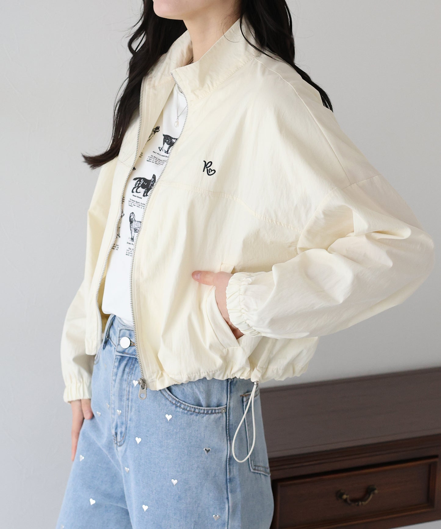 【TIME SALE】ワンポイント刺繍ブルゾン