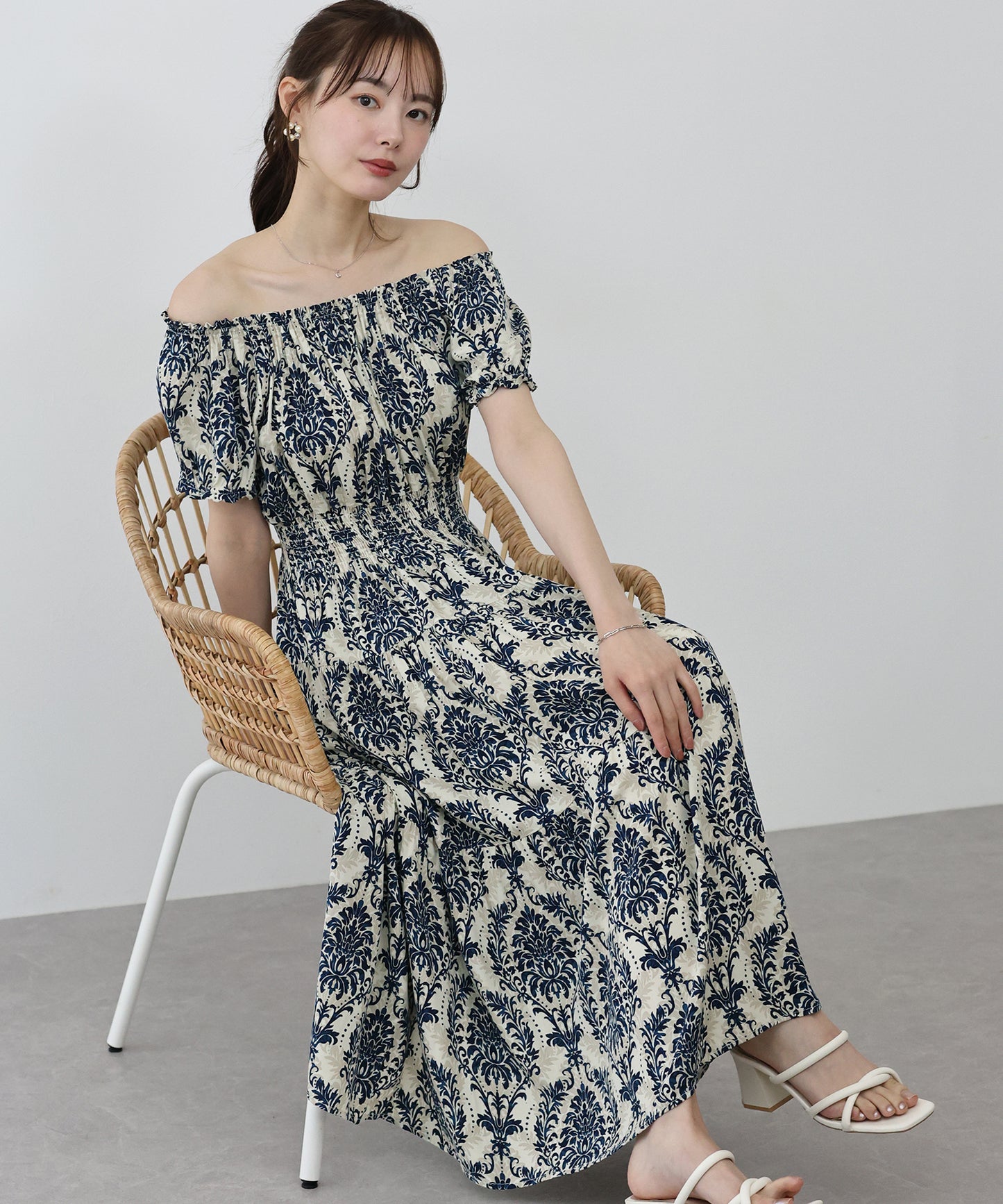 【TIME SALE】アソート柄2WAYオフショルワンピース