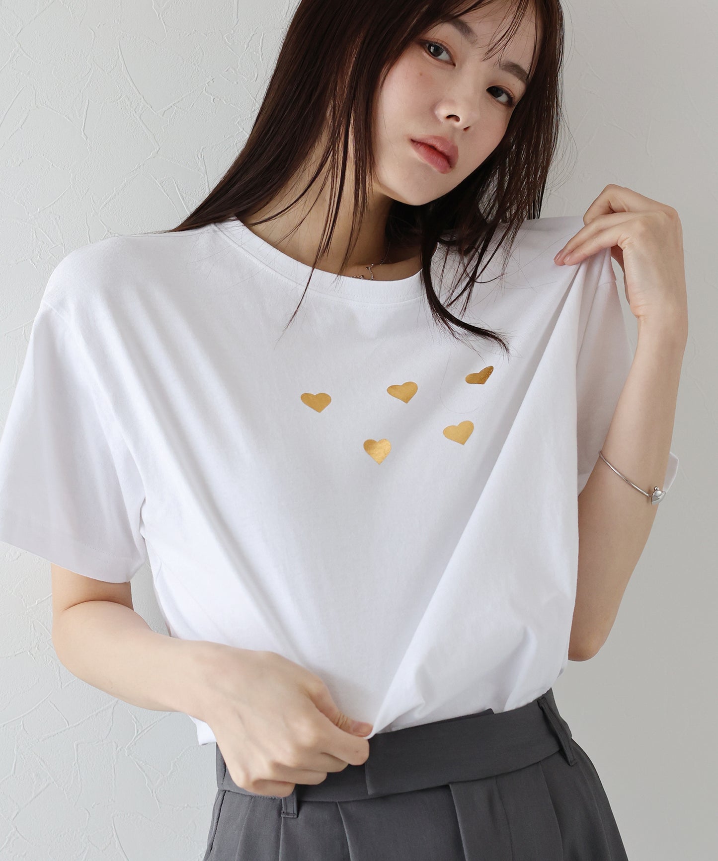 箔ハートプリントTシャツ【ネコポス】