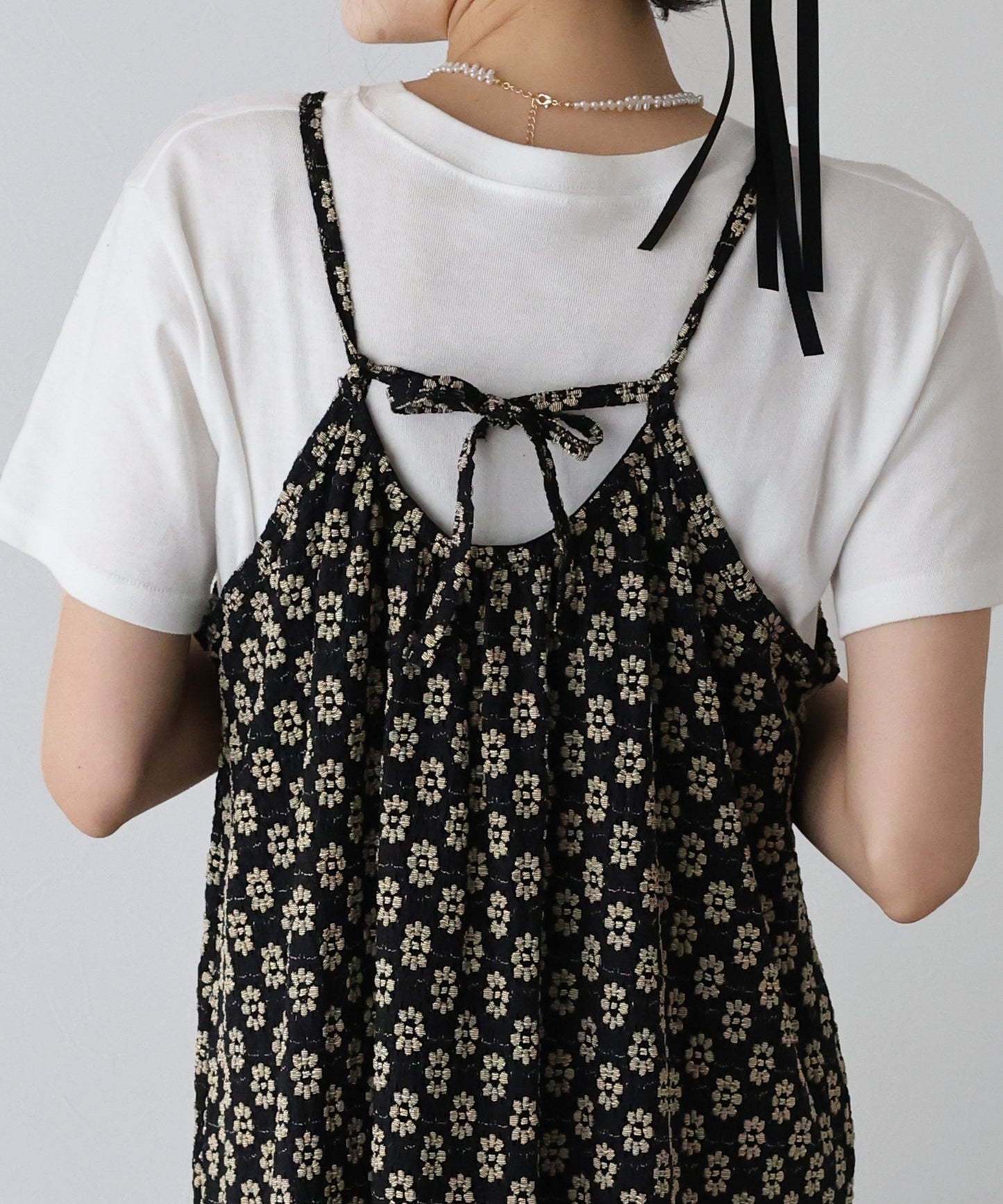 フラワーレースキャミワンピース