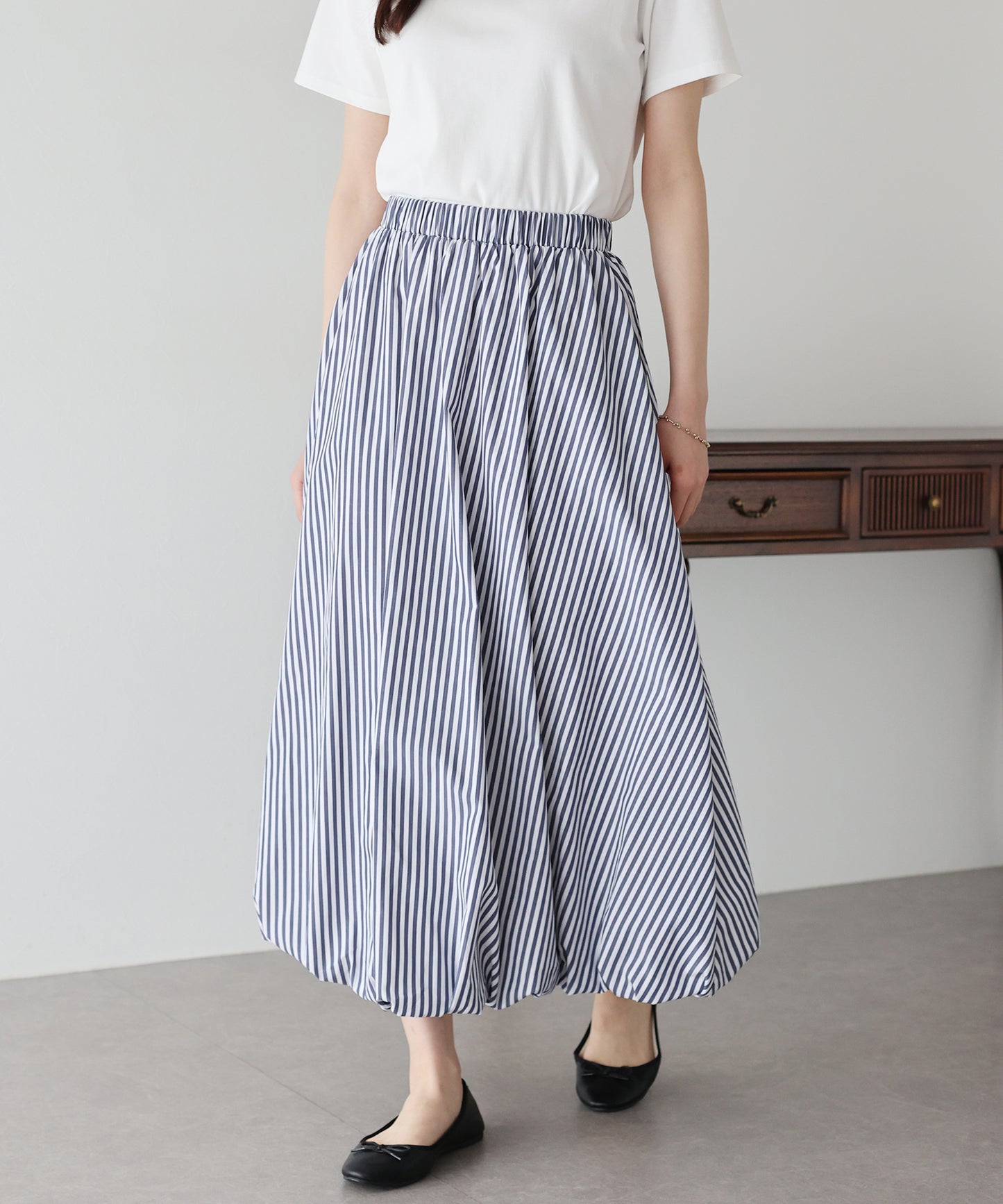 【SALE】ストライプ柄バルーンスカート