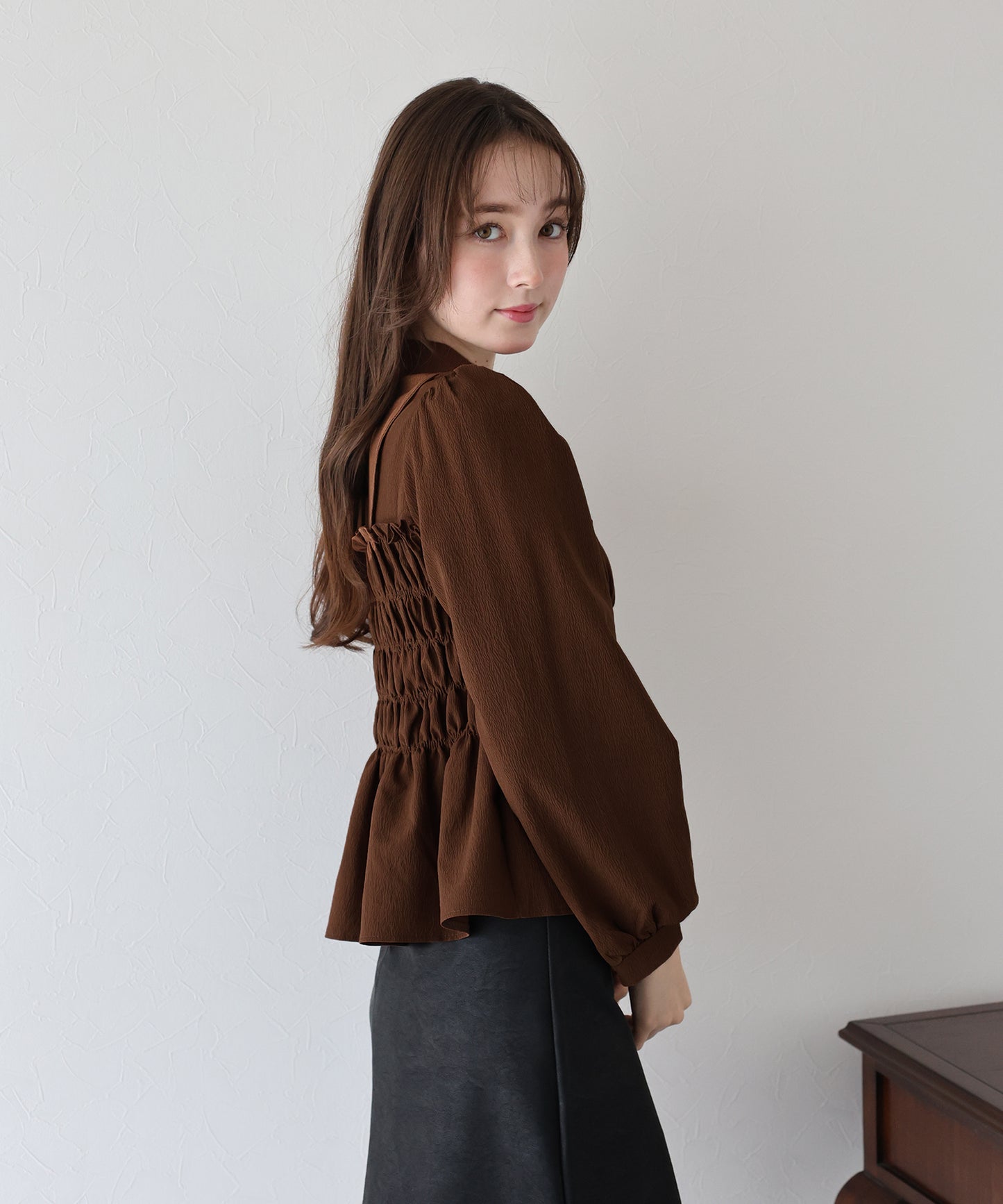 【TIME SALE】シャーリングビスチェレイヤードシャツ