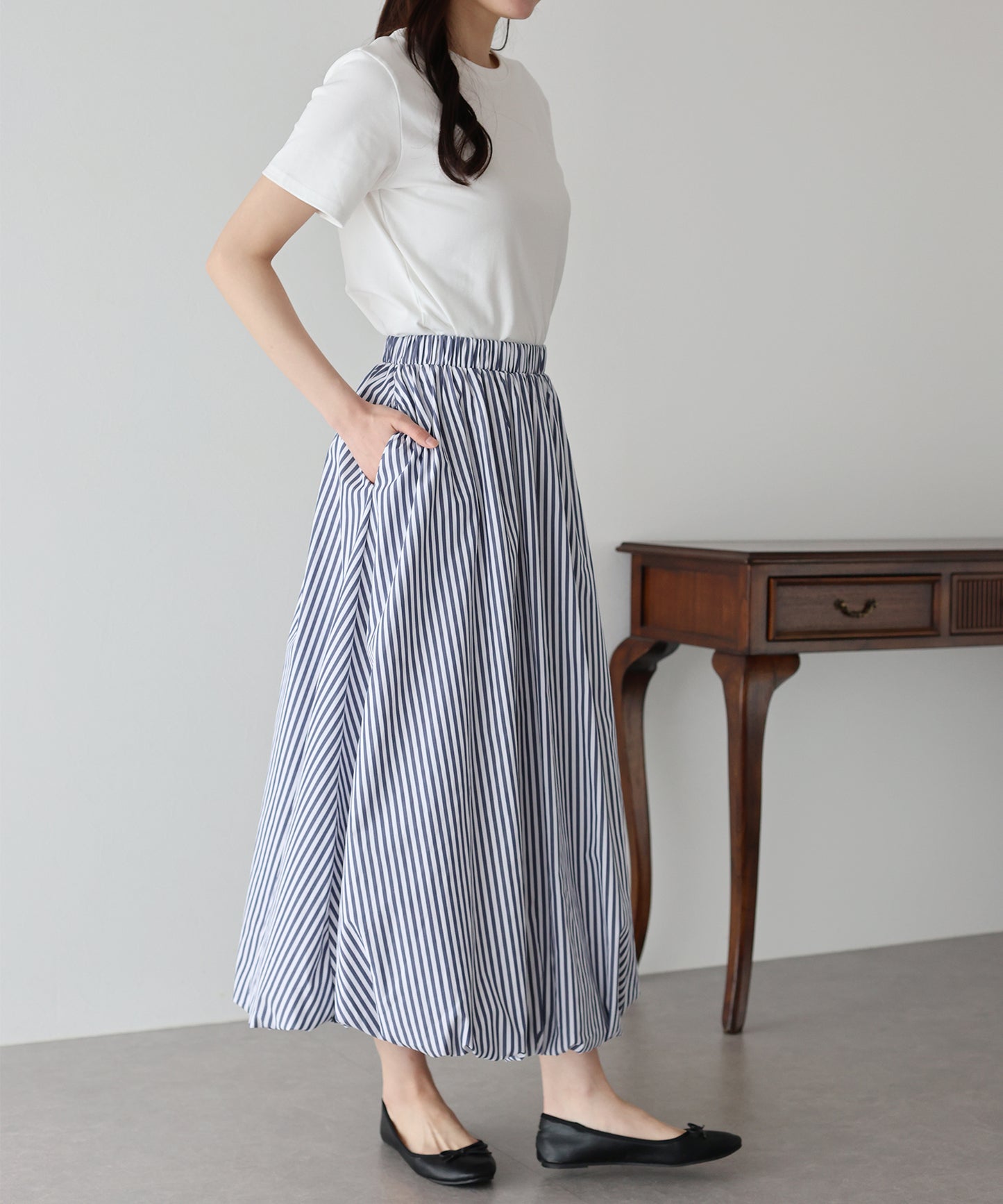 【SALE】ストライプ柄バルーンスカート